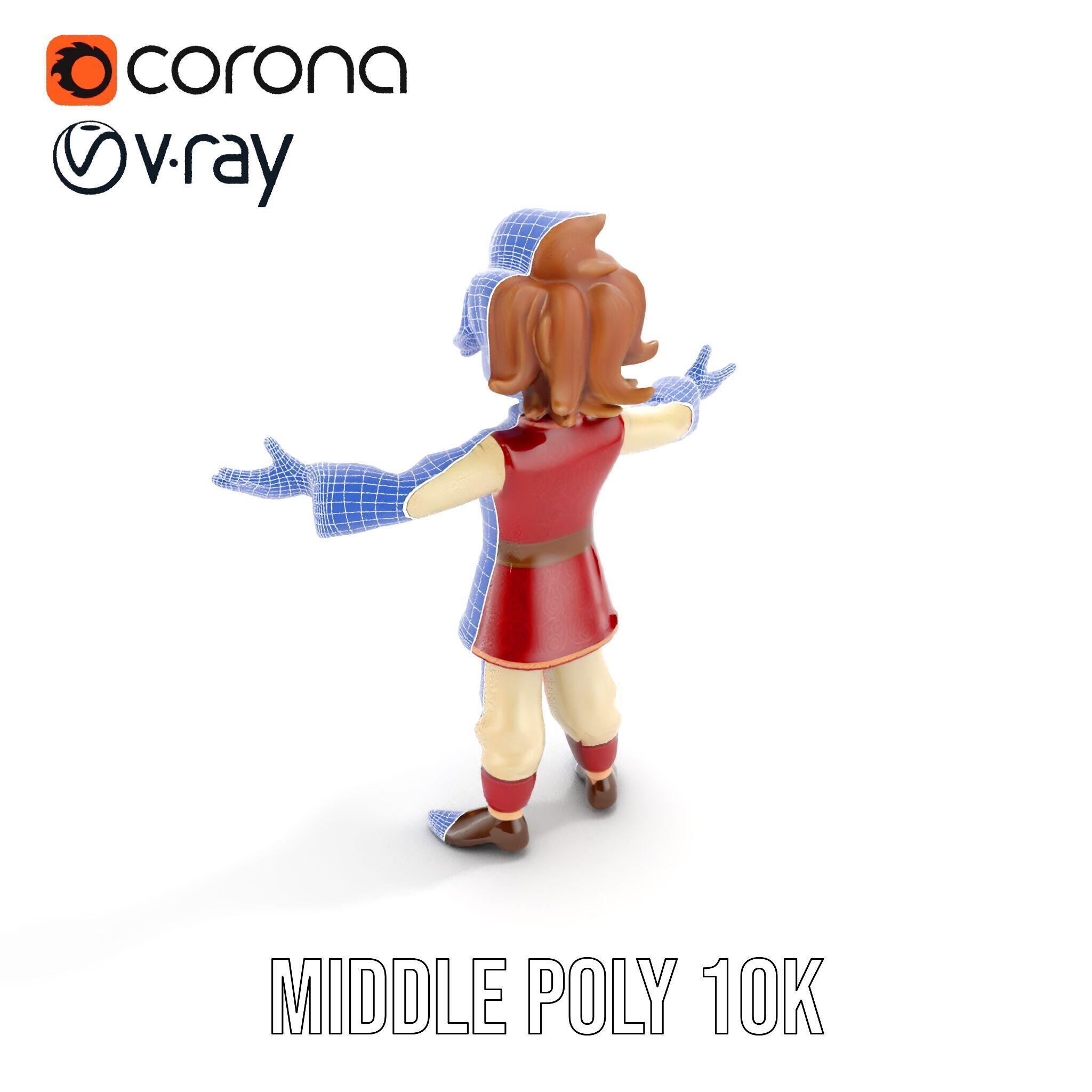 Charming Medieval Boy Character Model Rigged and Animated Low-poly 3D model_30