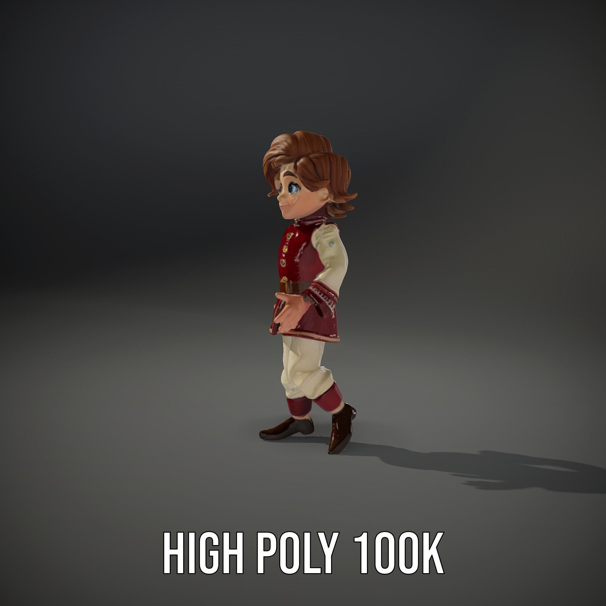 Charming Medieval Boy Character Model Rigged and Animated Low-poly 3D model_11
