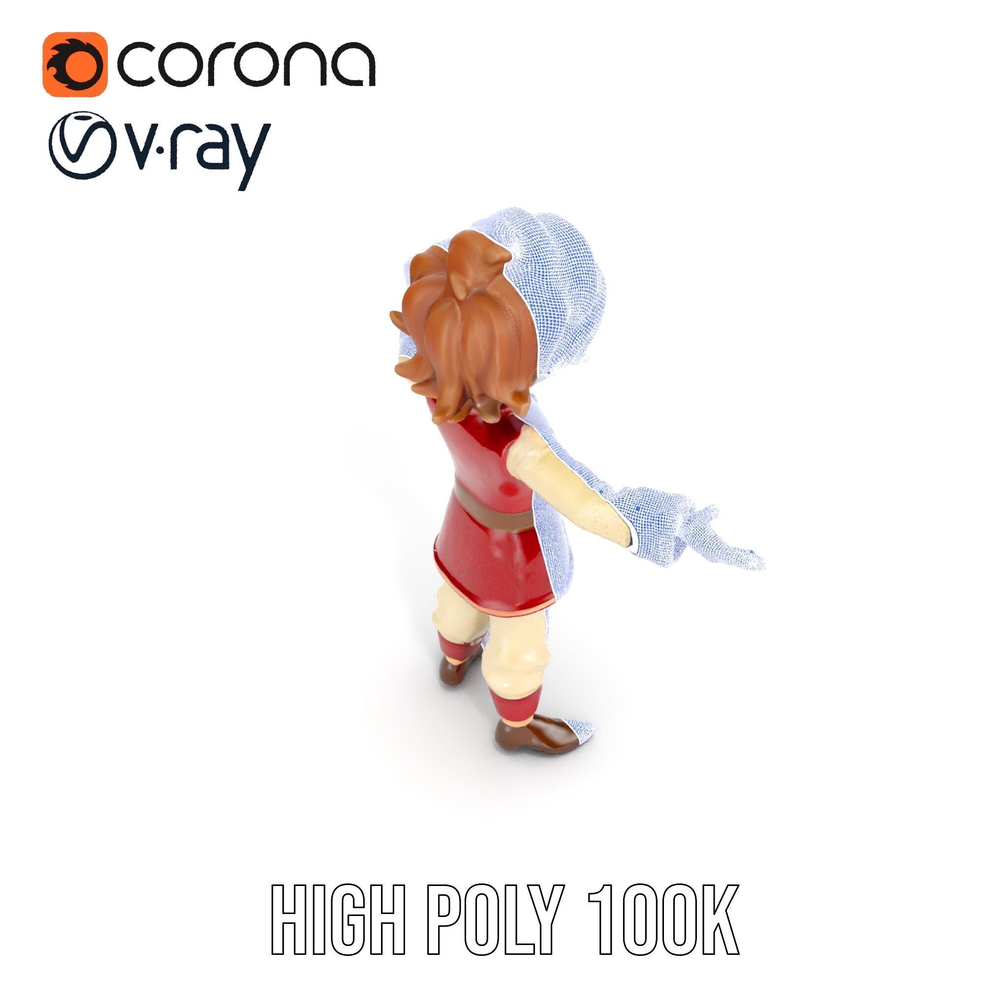 Charming Medieval Boy Character Model Rigged and Animated Low-poly 3D model_39