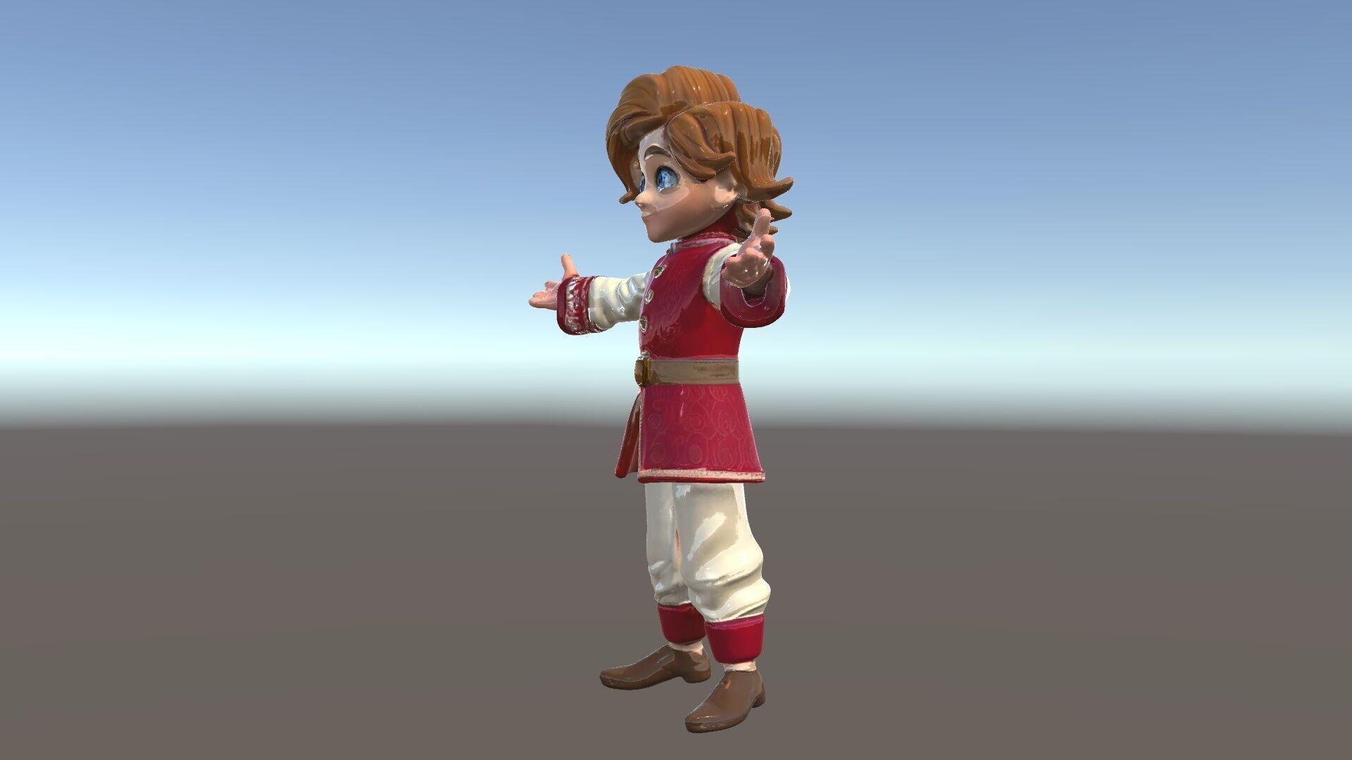 Charming Medieval Boy Character Model Rigged and Animated Low-poly 3D model_5