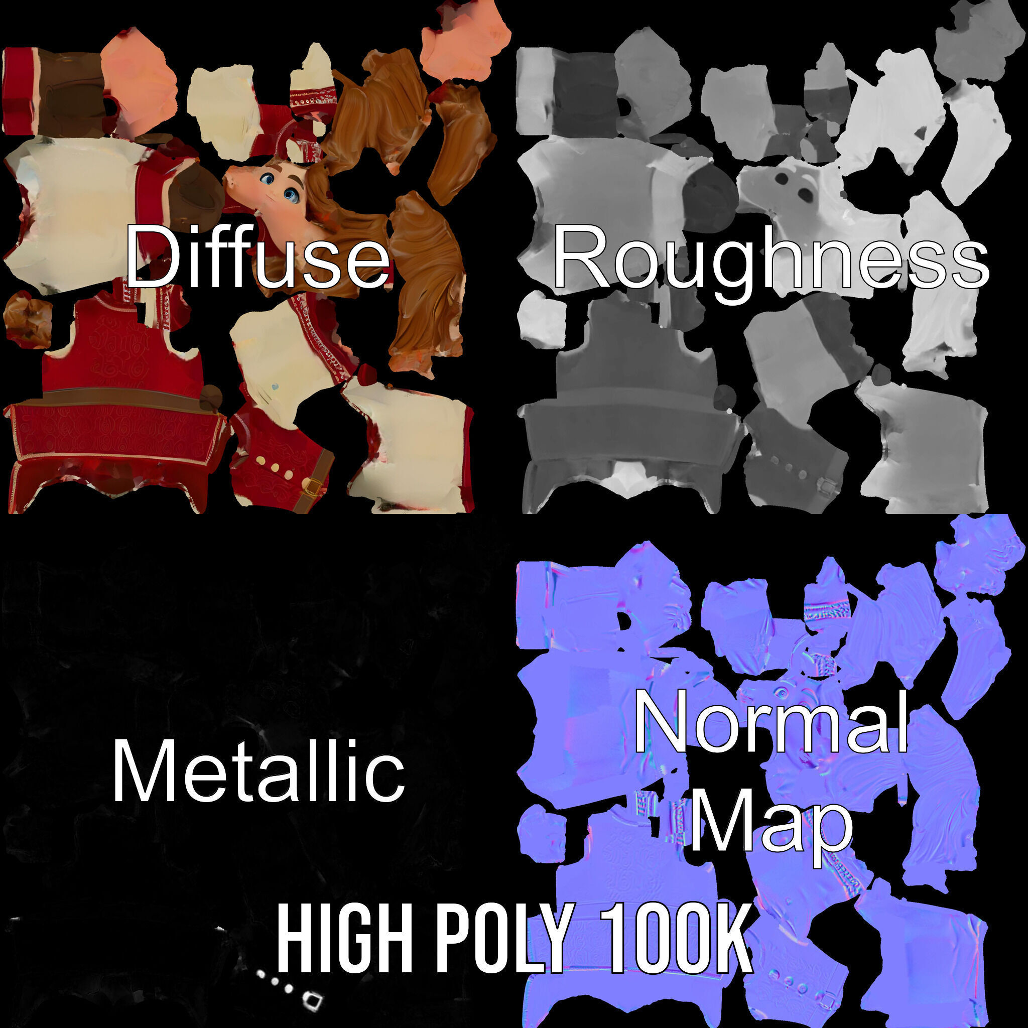 Charming Medieval Boy Character Model Rigged and Animated Low-poly 3D model_3