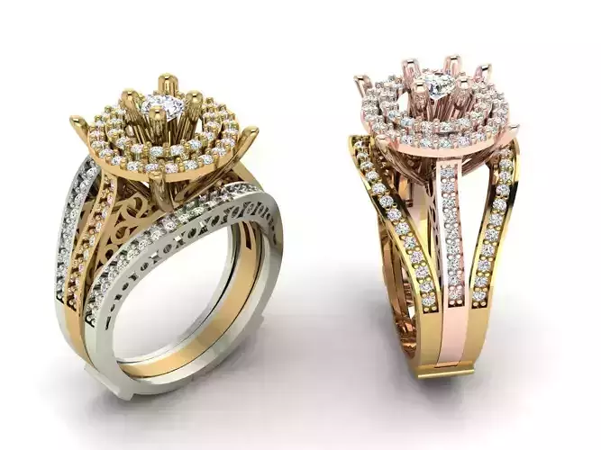 Two piece solitaire ring