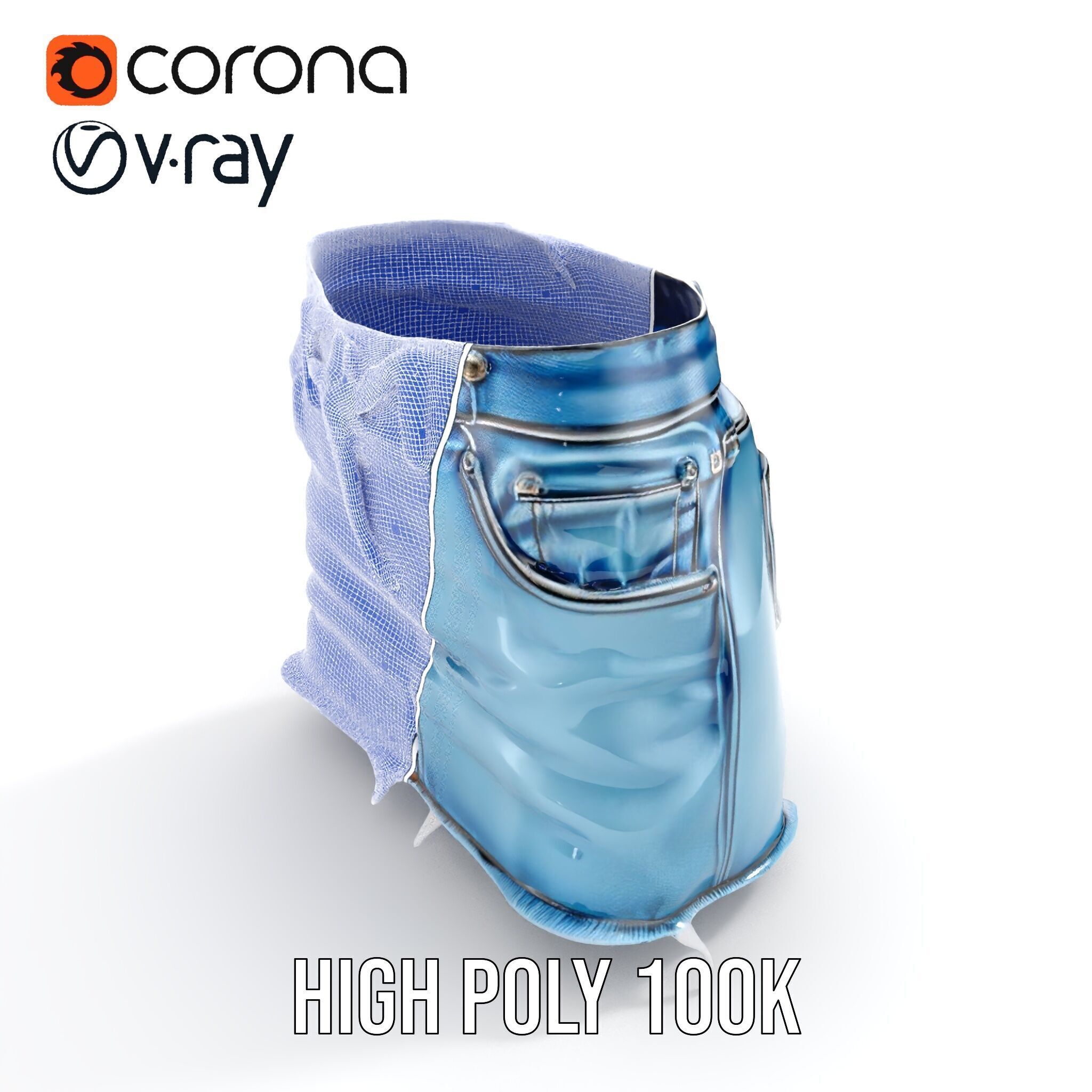 Denim Skirt Model Pack with Frayed Edges Low-poly 3D model_30