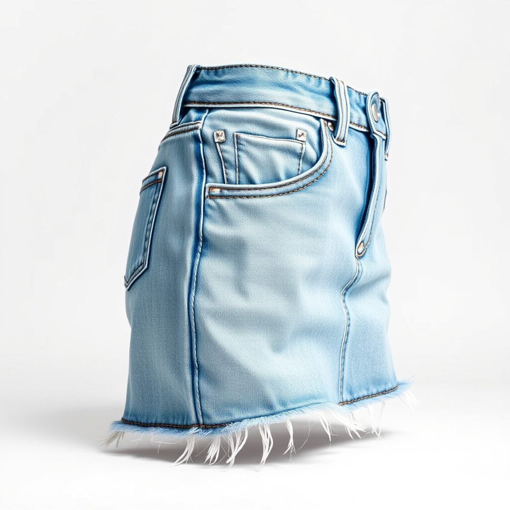 Denim Skirt Model Pack with Frayed Edges Low-poly 3D model_2