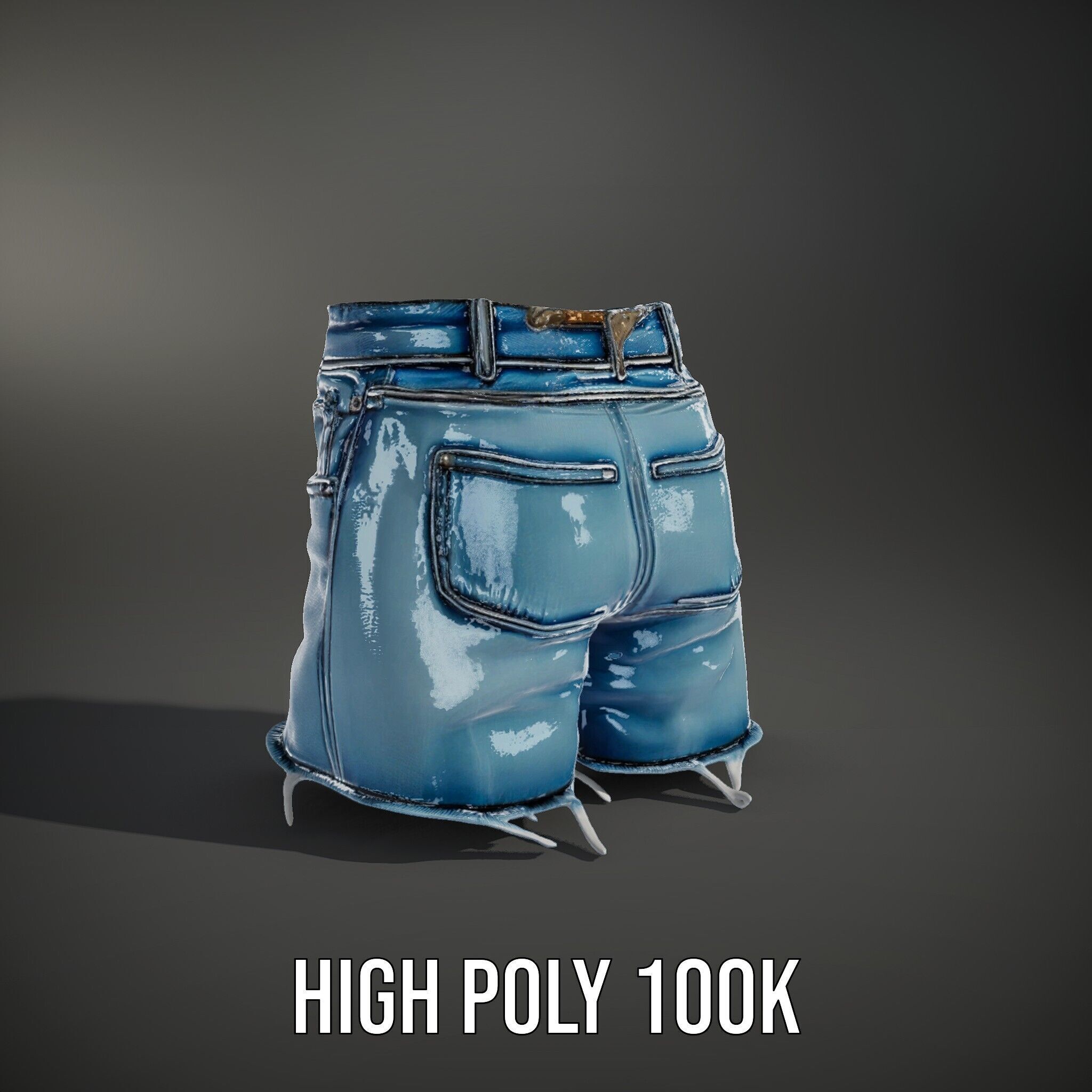 Denim Skirt Model Pack with Frayed Edges Low-poly 3D model_14