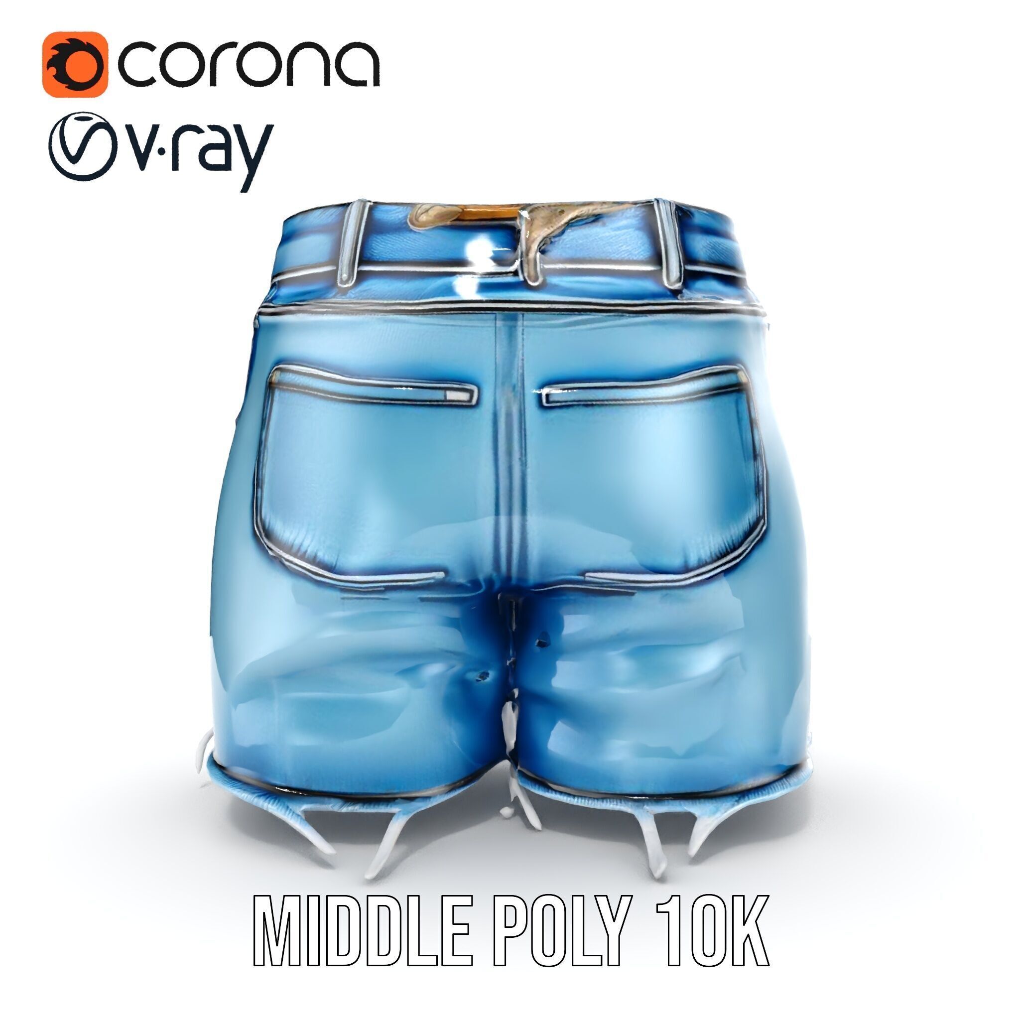 Denim Skirt Model Pack with Frayed Edges Low-poly 3D model_6