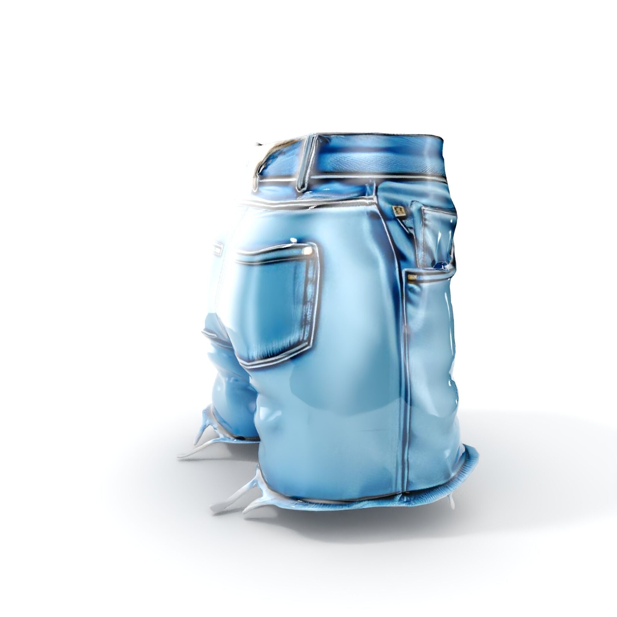Denim Skirt Model Pack with Frayed Edges Low-poly 3D model_9