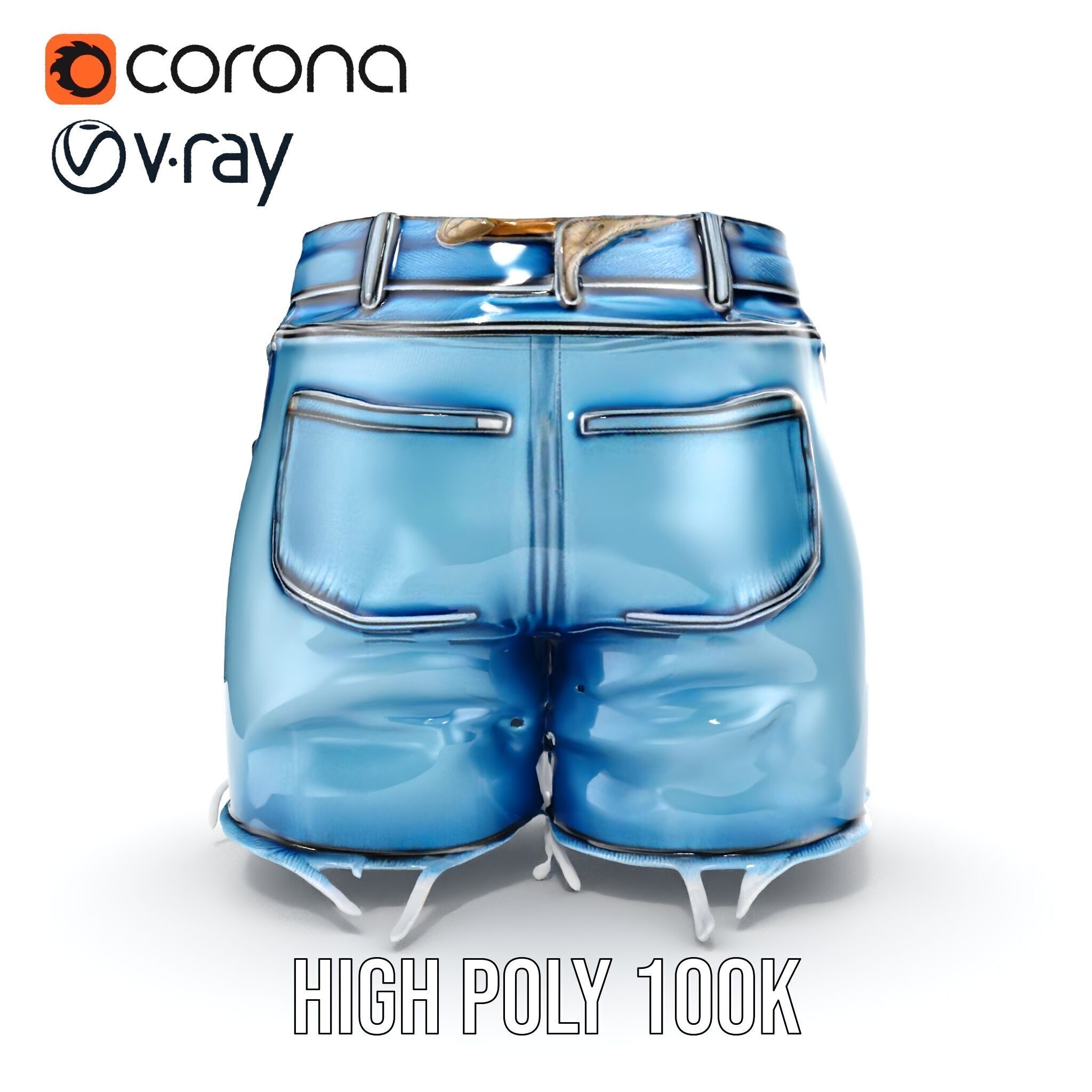 Denim Skirt Model Pack with Frayed Edges Low-poly 3D model_24