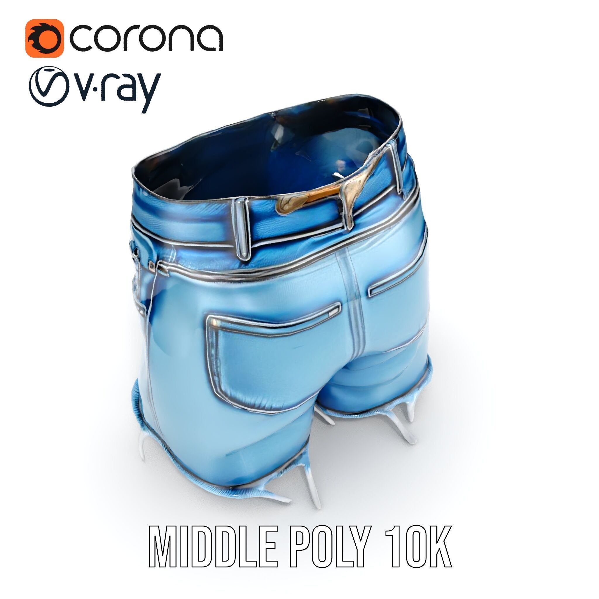 Denim Skirt Model Pack with Frayed Edges Low-poly 3D model_17