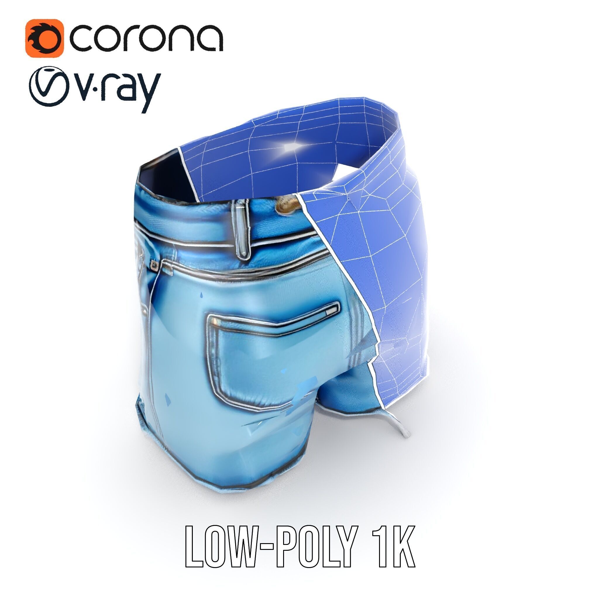 Denim Skirt Model Pack with Frayed Edges Low-poly 3D model_13