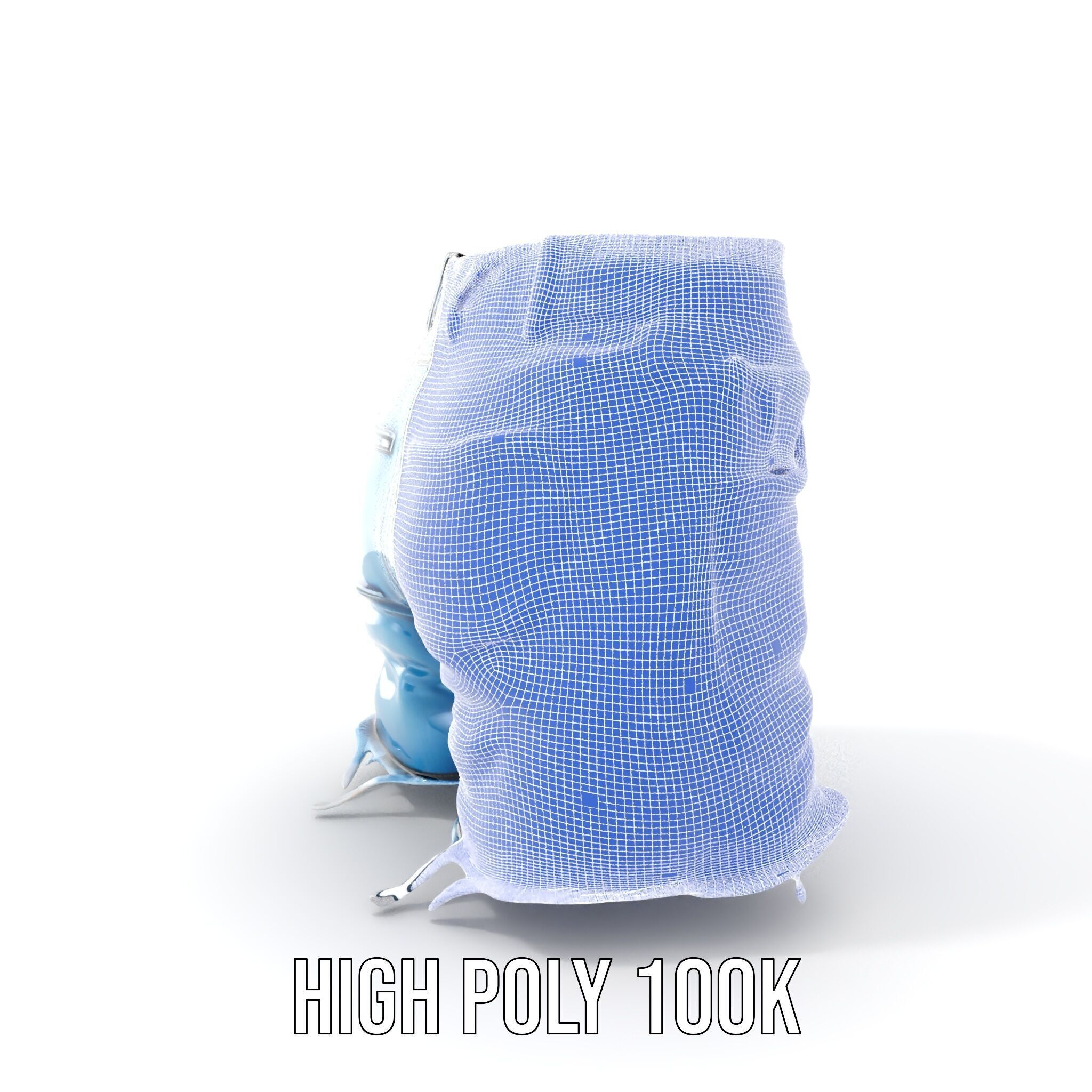 Denim Skirt Model Pack with Frayed Edges Low-poly 3D model_4