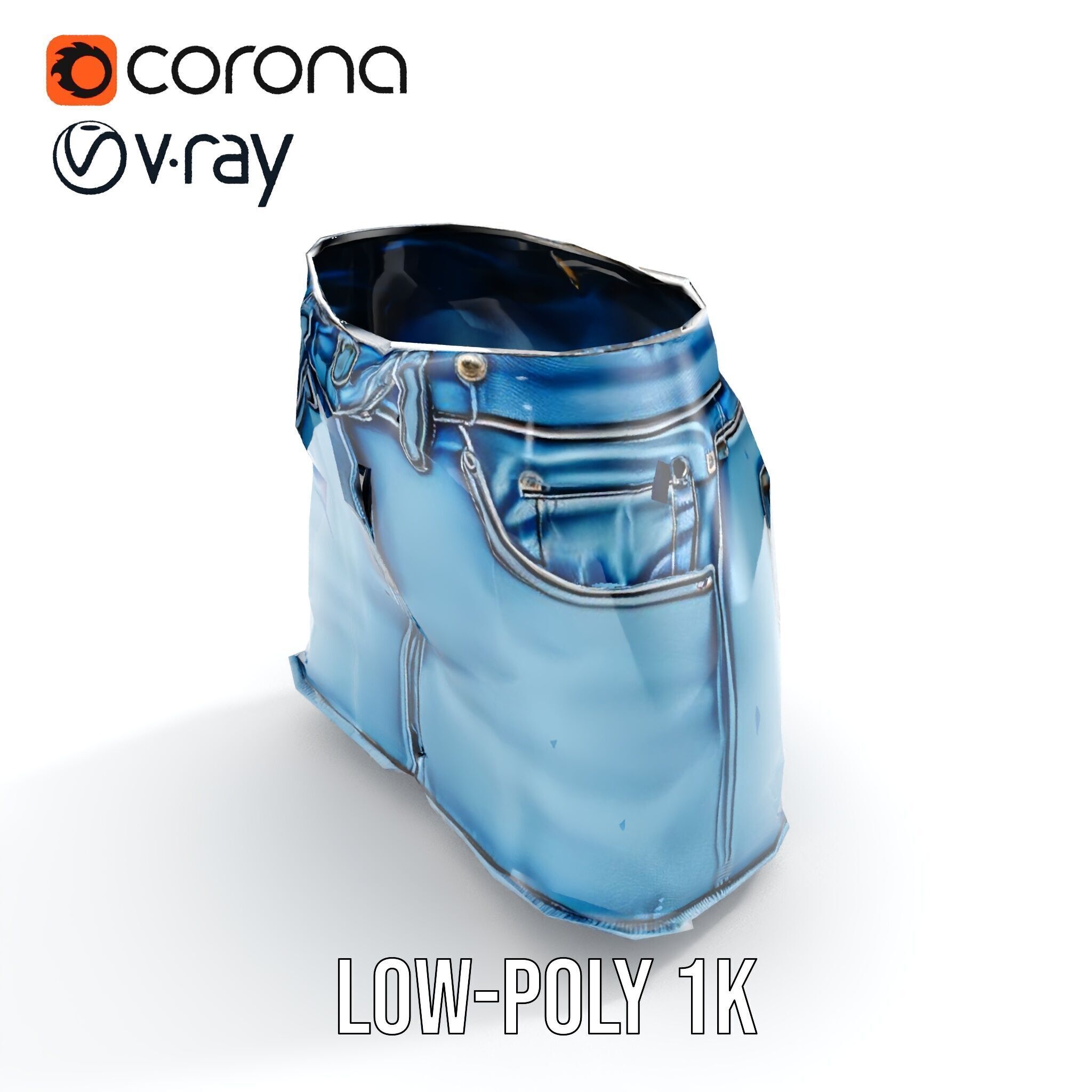 Denim Skirt Model Pack with Frayed Edges Low-poly 3D model_7