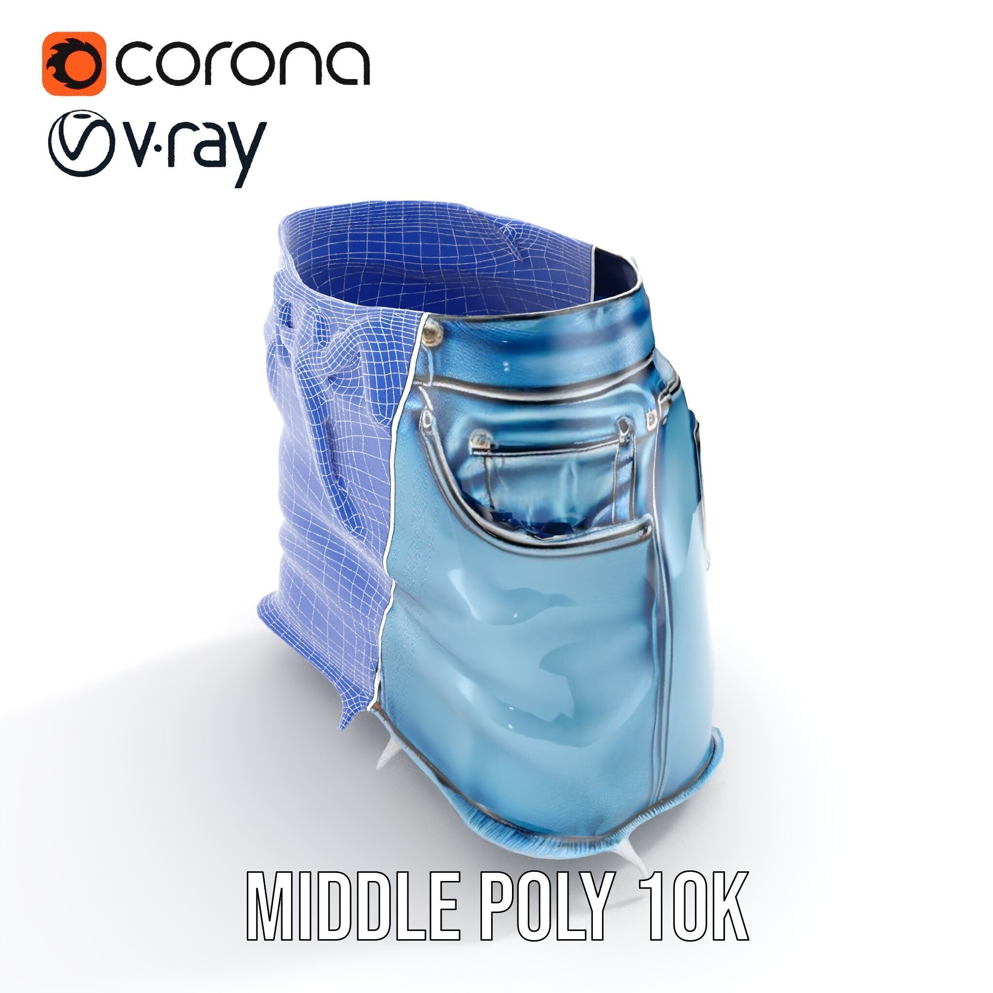 Denim Skirt Model Pack with Frayed Edges Low-poly 3D model_19