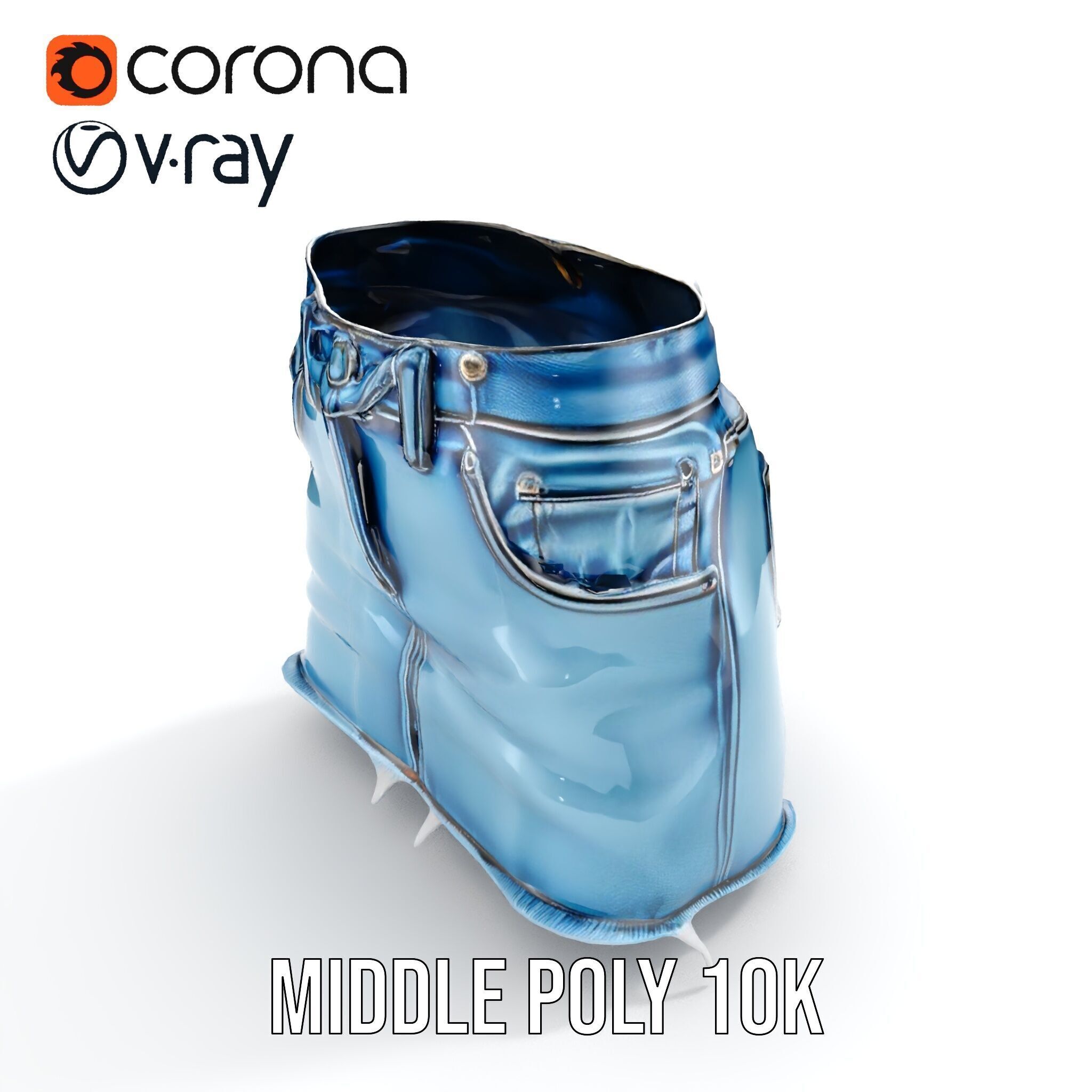 Denim Skirt Model Pack with Frayed Edges Low-poly 3D model_12