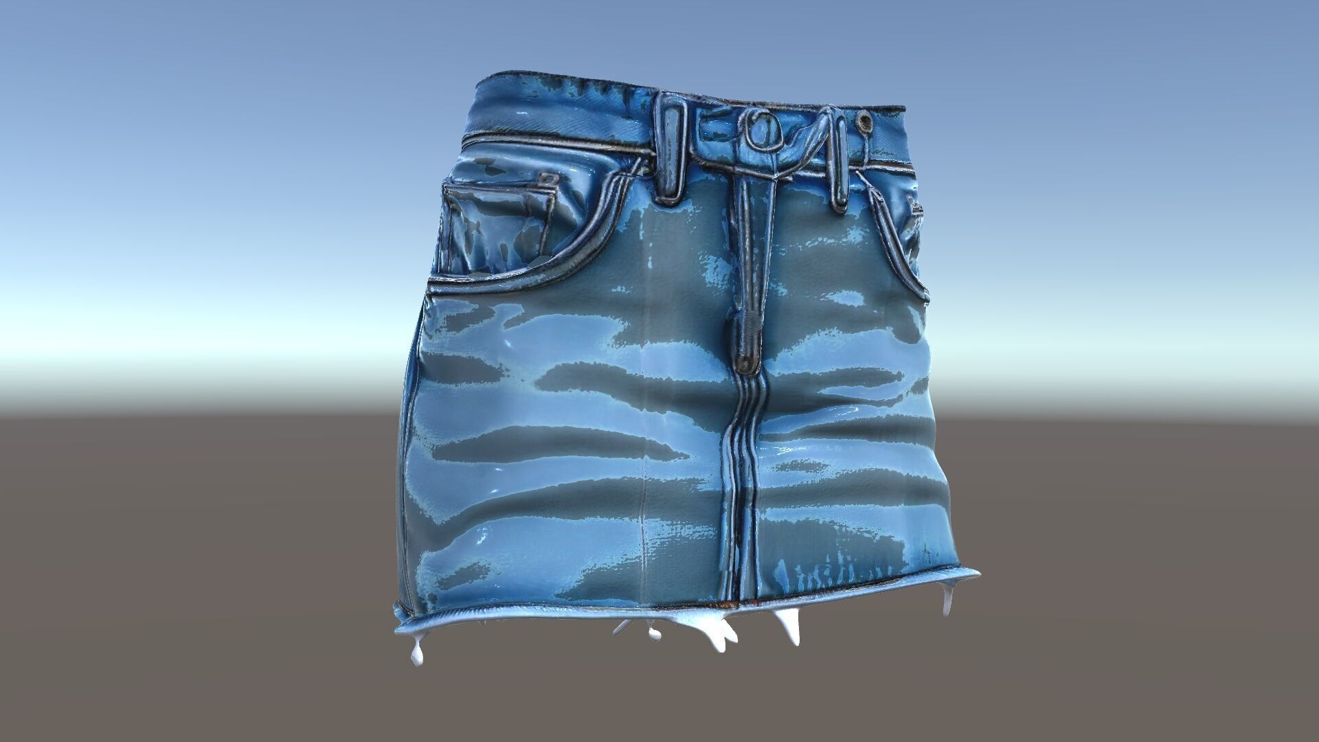 Denim Skirt Model Pack with Frayed Edges Low-poly 3D model_5