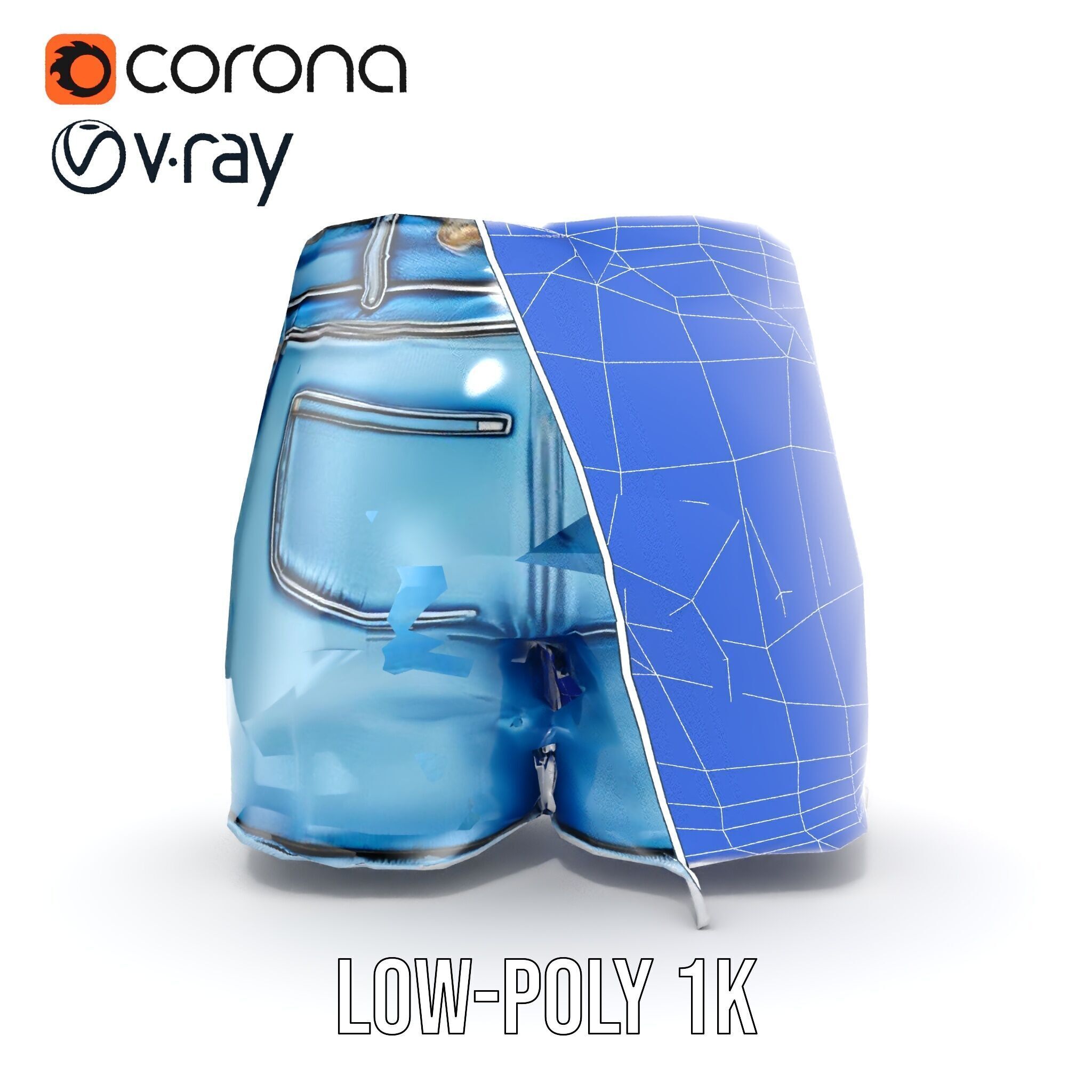 Denim Skirt Model Pack with Frayed Edges Low-poly 3D model_32