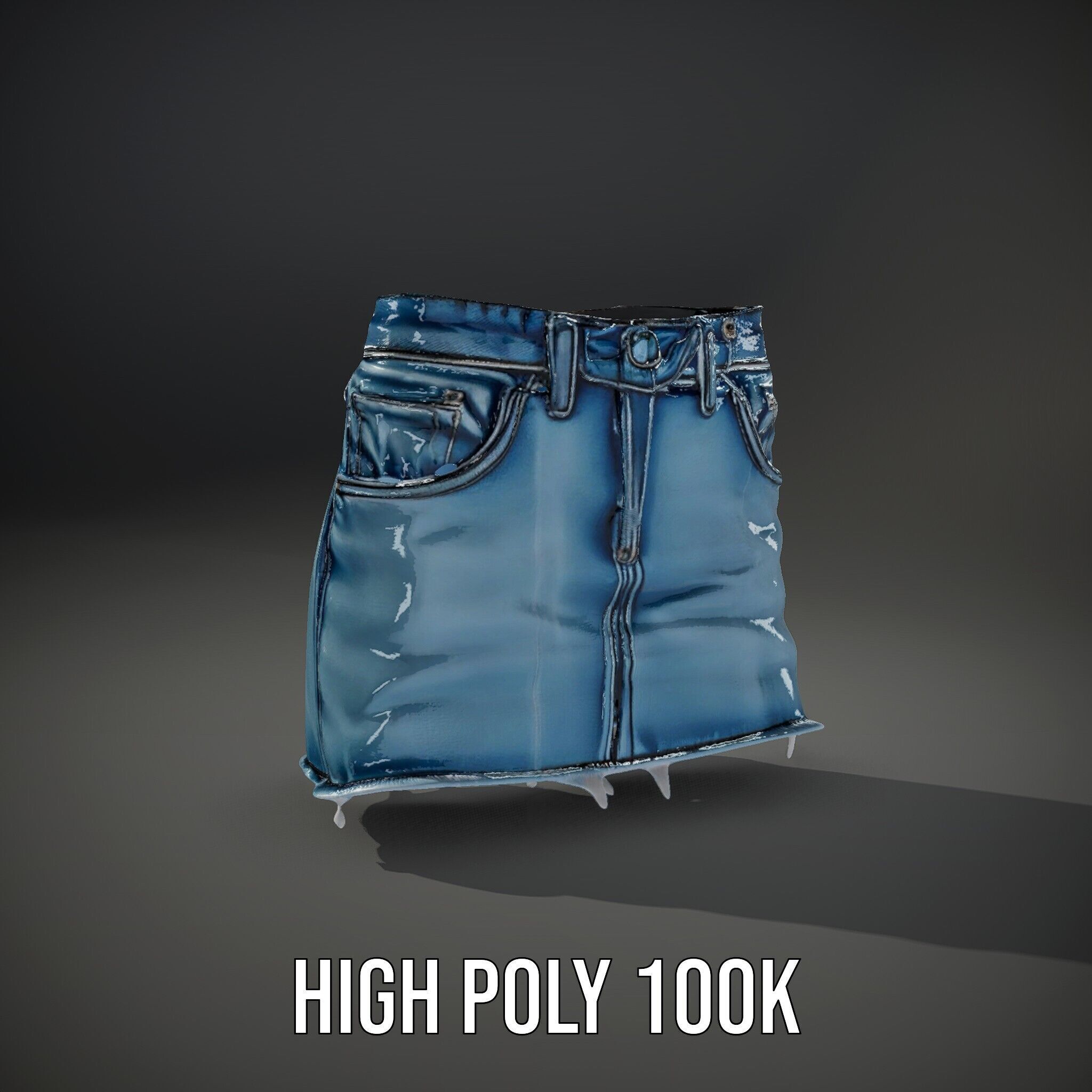 Denim Skirt Model Pack with Frayed Edges Low-poly 3D model_11