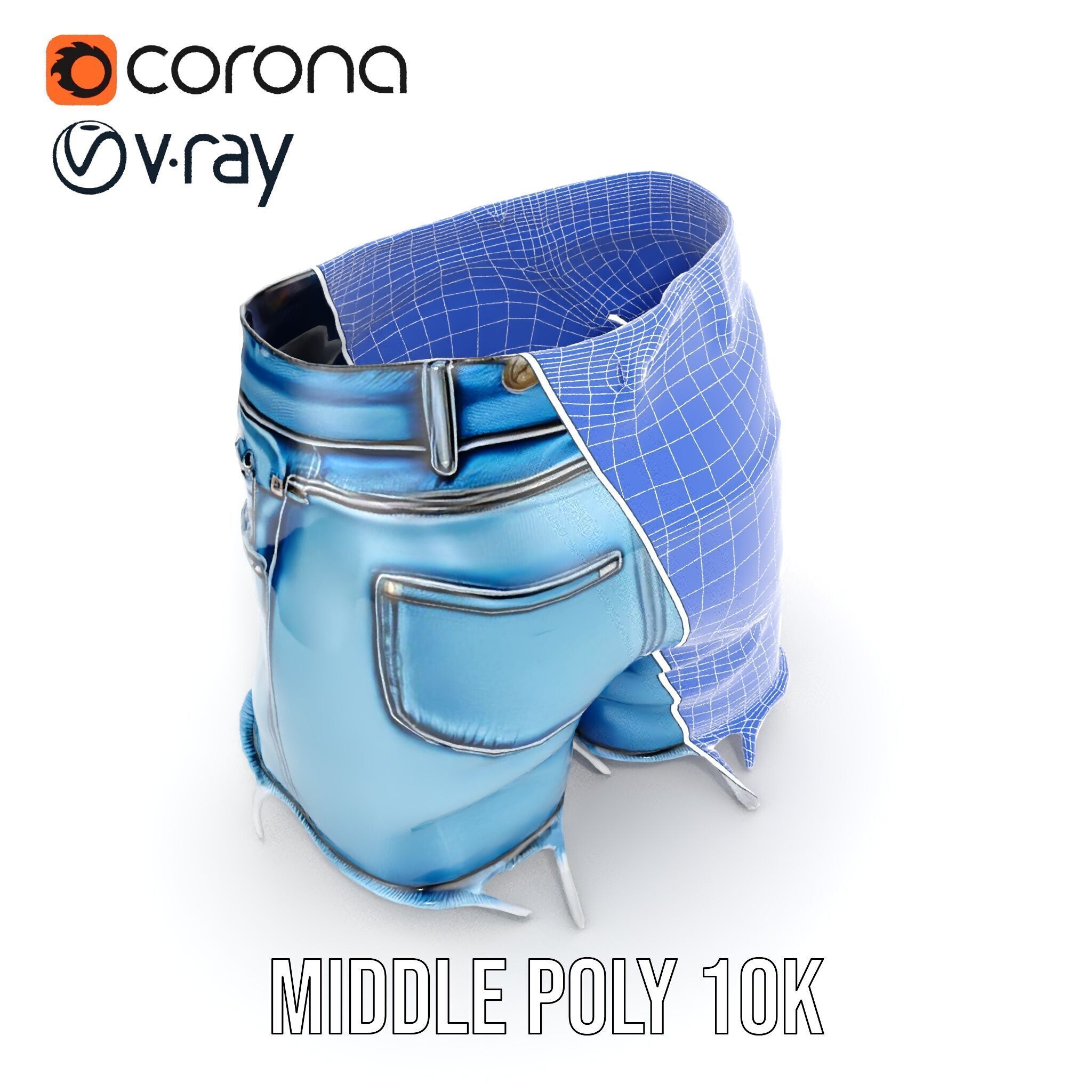 Denim Skirt Model Pack with Frayed Edges Low-poly 3D model_25