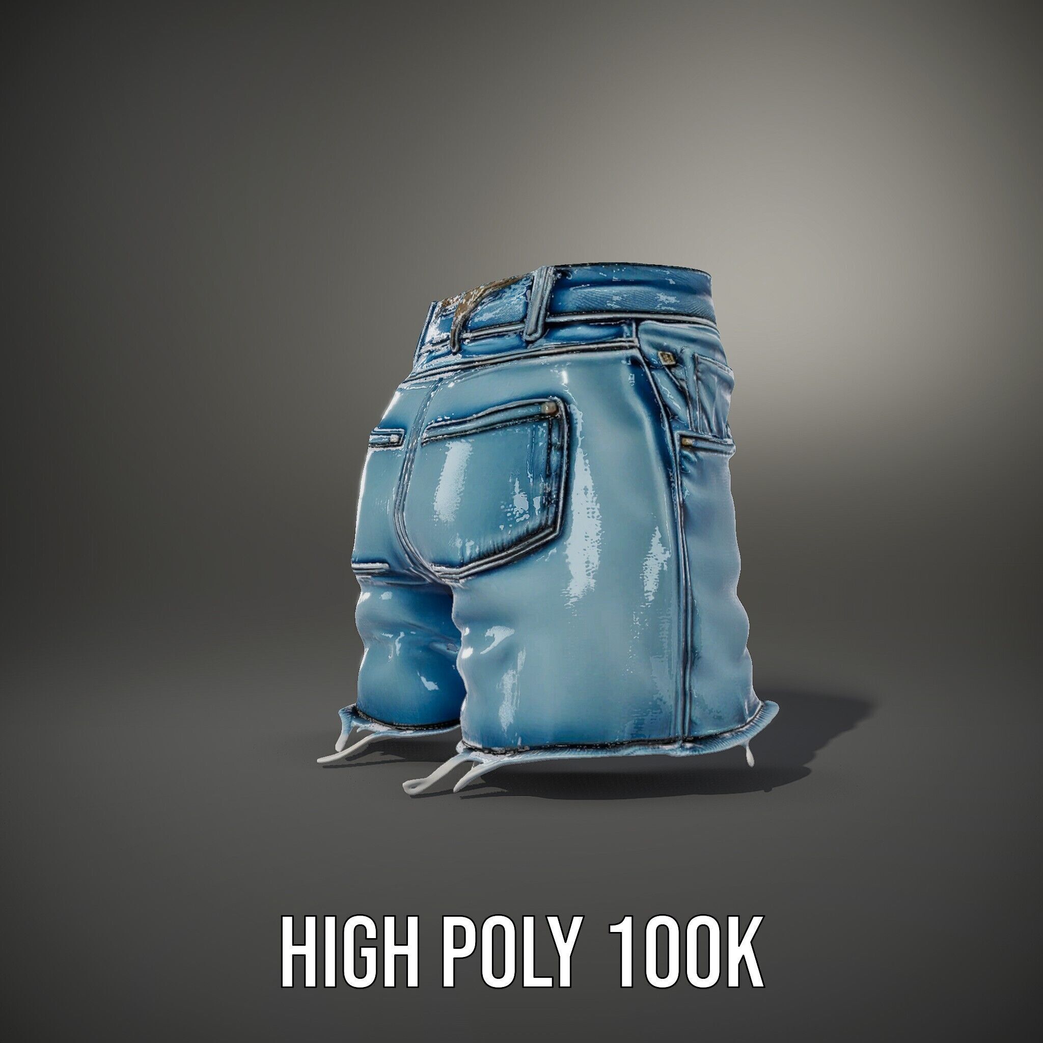 Denim Skirt Model Pack with Frayed Edges Low-poly 3D model_8