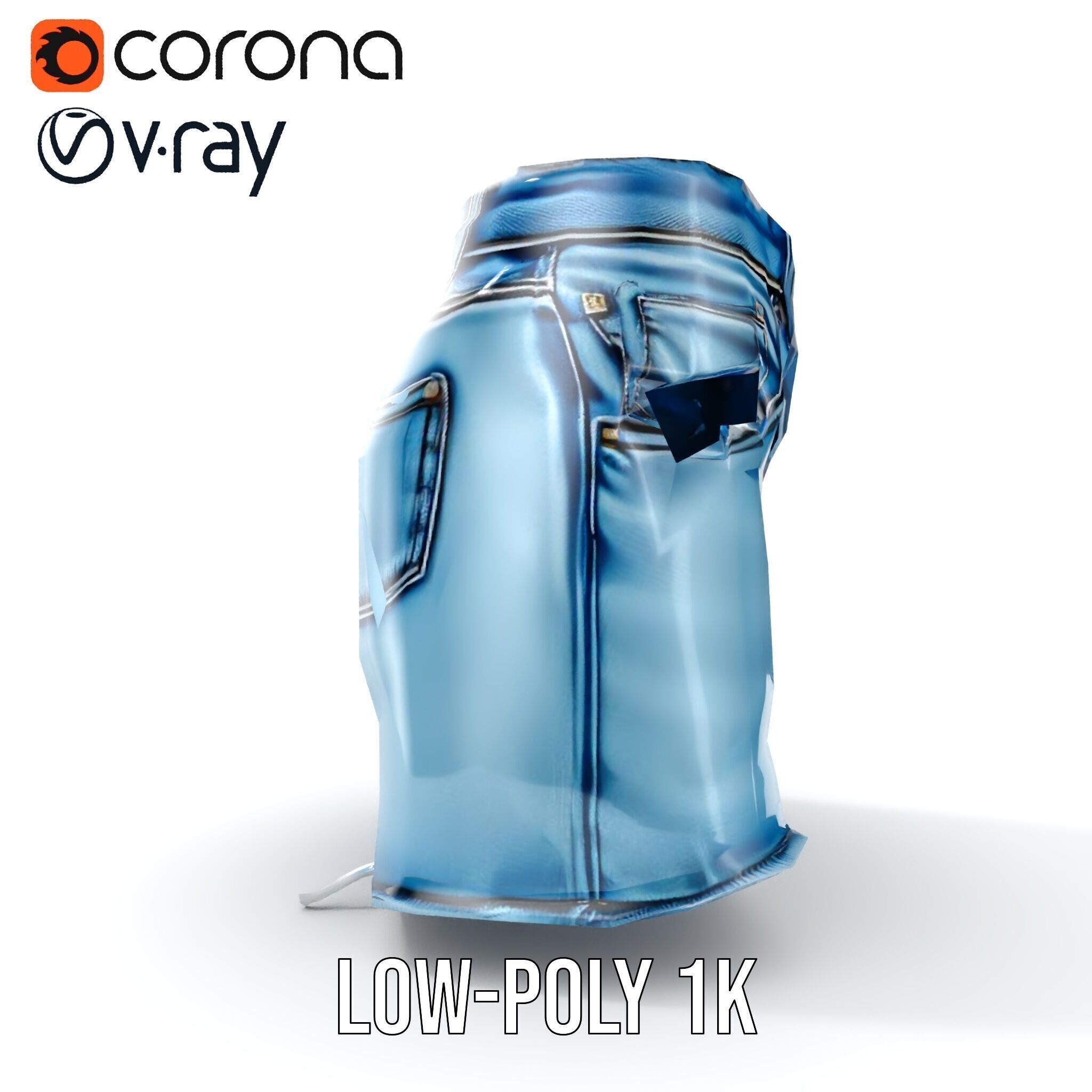 Denim Skirt Model Pack with Frayed Edges Low-poly 3D model_20