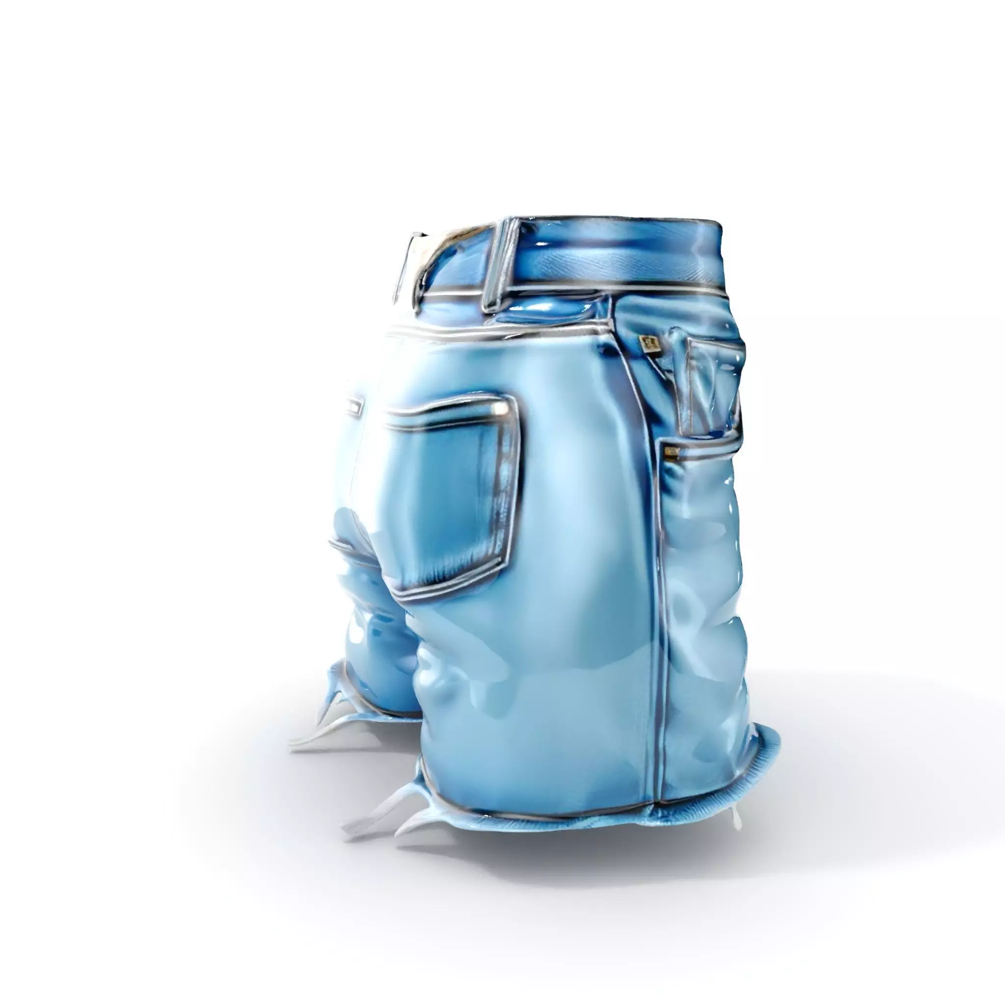 Denim Skirt Model Pack with Frayed Edges Low-poly 3D model_0