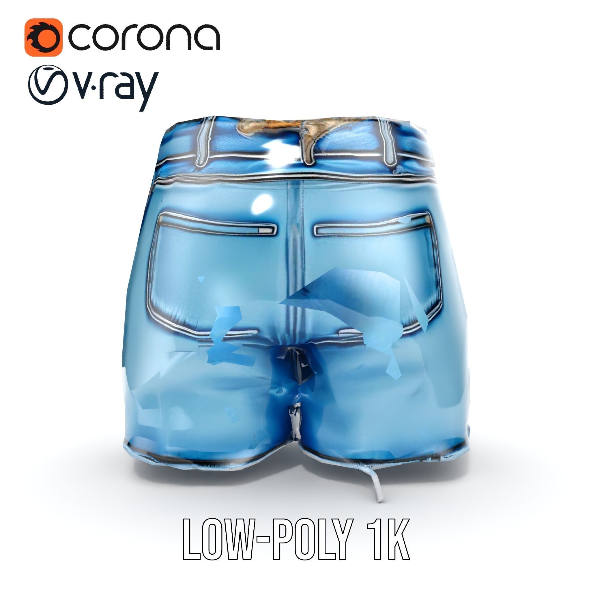 Denim Skirt Model Pack with Frayed Edges Low-poly 3D model_18