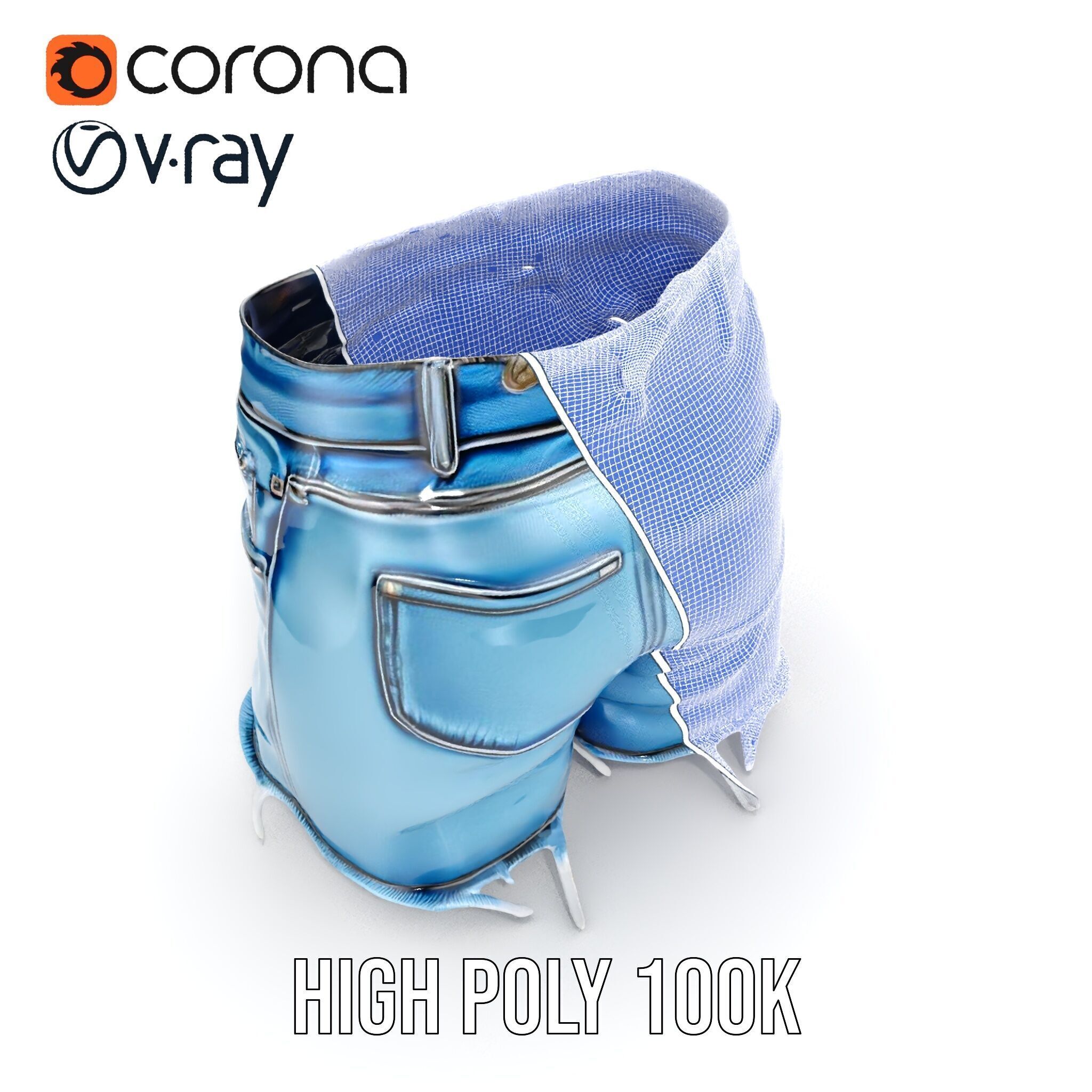 Denim Skirt Model Pack with Frayed Edges Low-poly 3D model_35