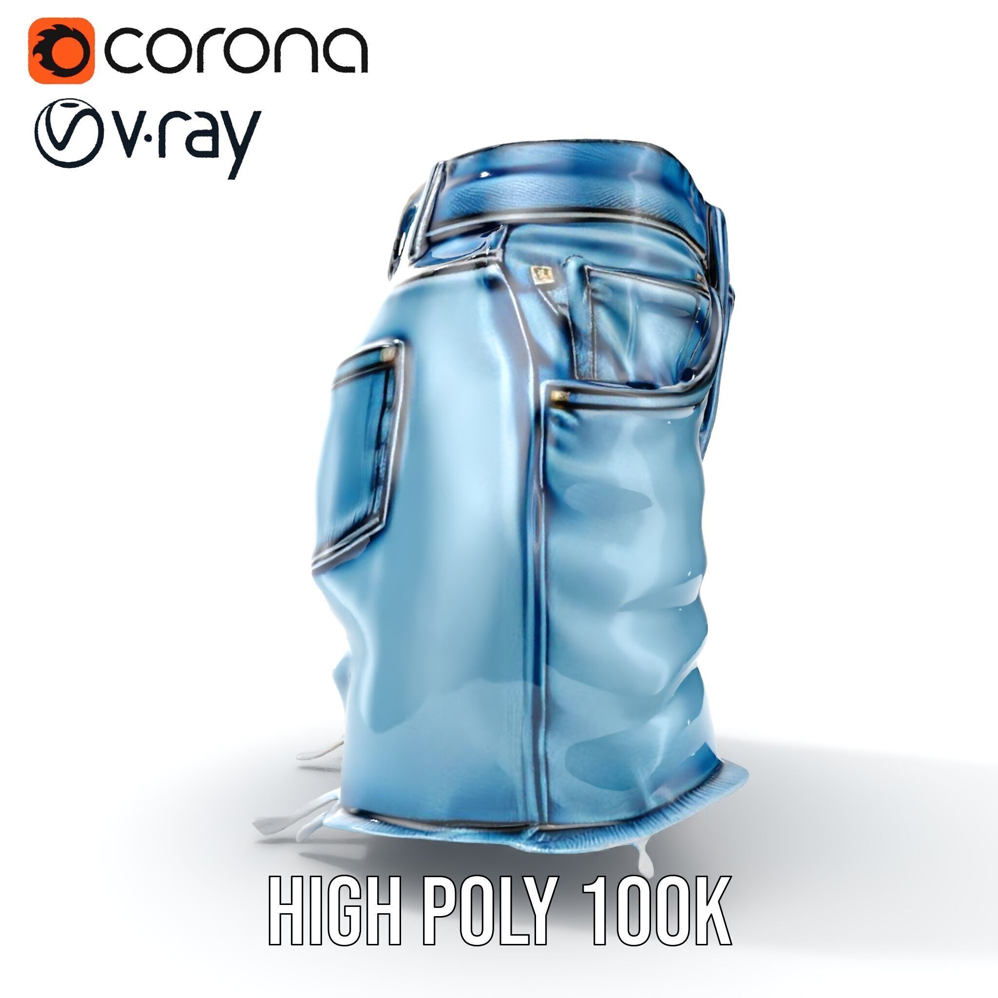 Denim Skirt Model Pack with Frayed Edges Low-poly 3D model_37