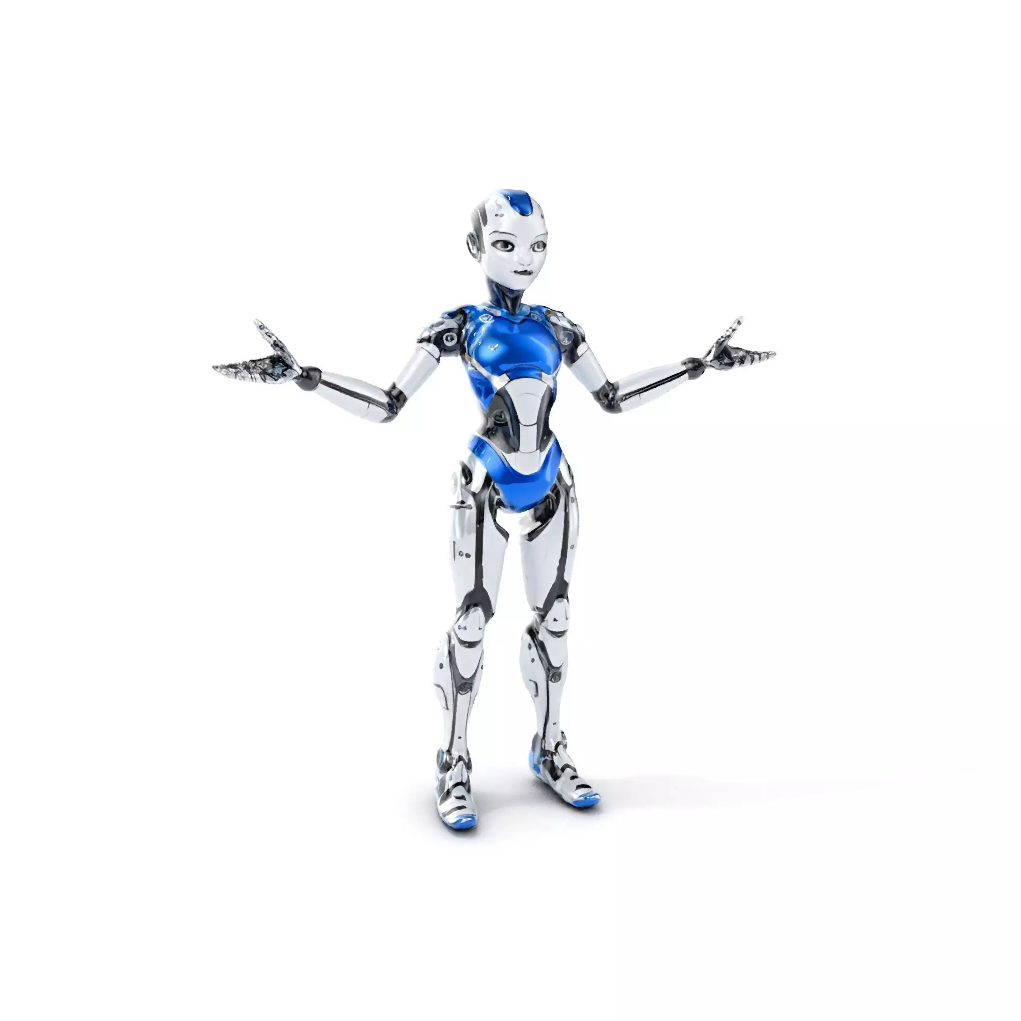 Futuristic Female Robot Model Rigged and Animated Low-poly 3D model