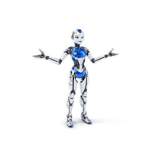 Futuristic Female Robot Model Rigged and Animated Low-poly 3D model
