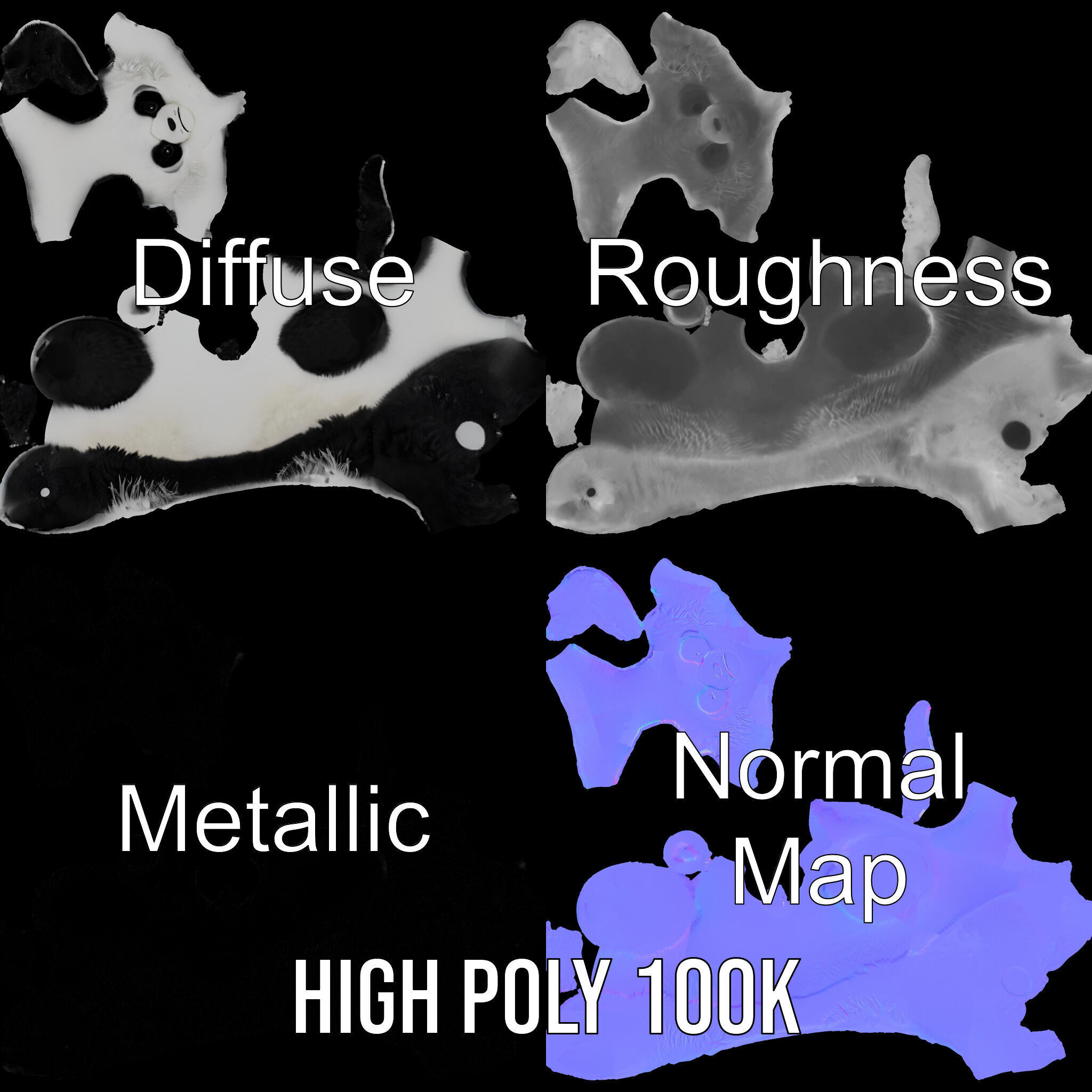 Panda Plush Toy Model Pack Low-poly 3D model_3