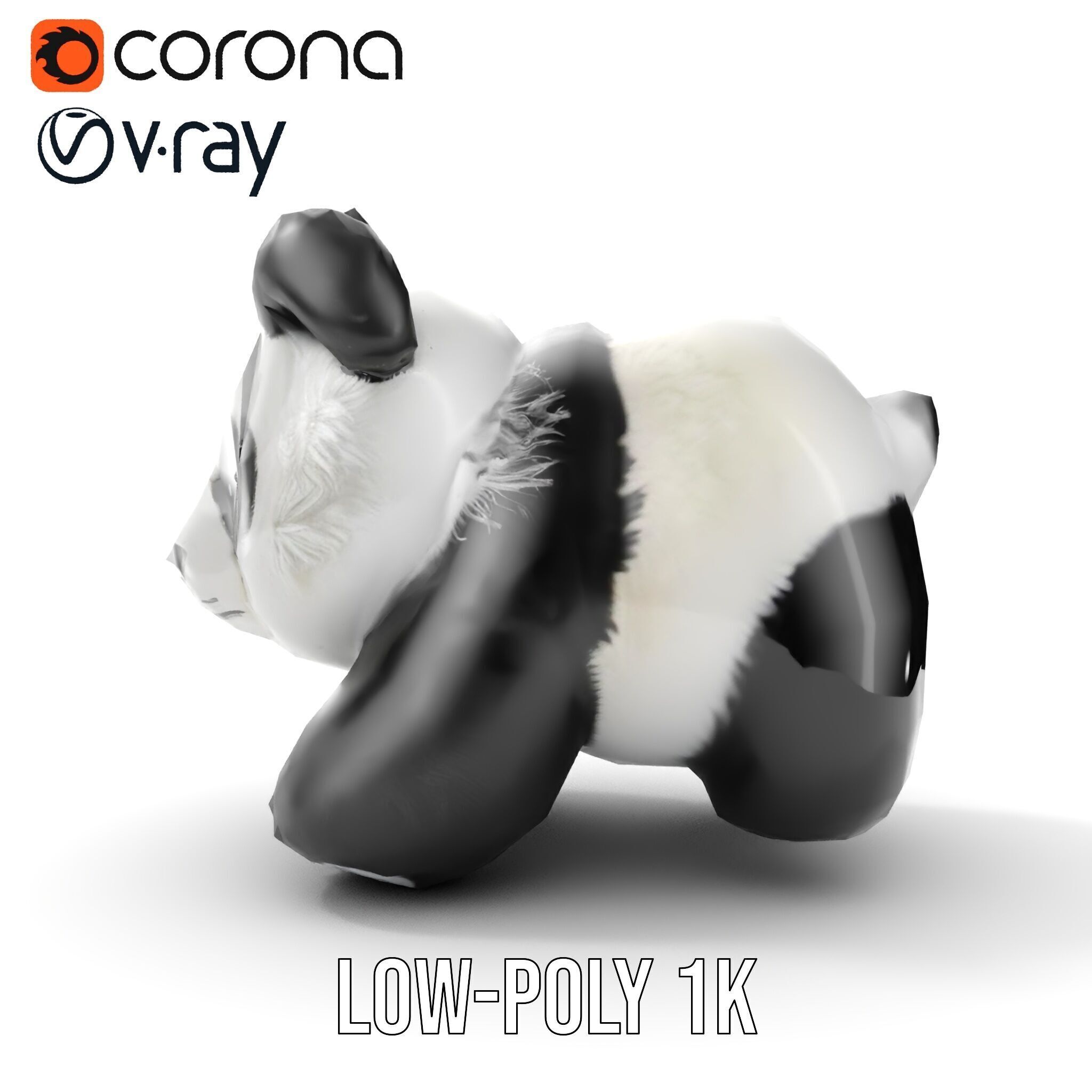 Panda Plush Toy Model Pack Low-poly 3D model_7