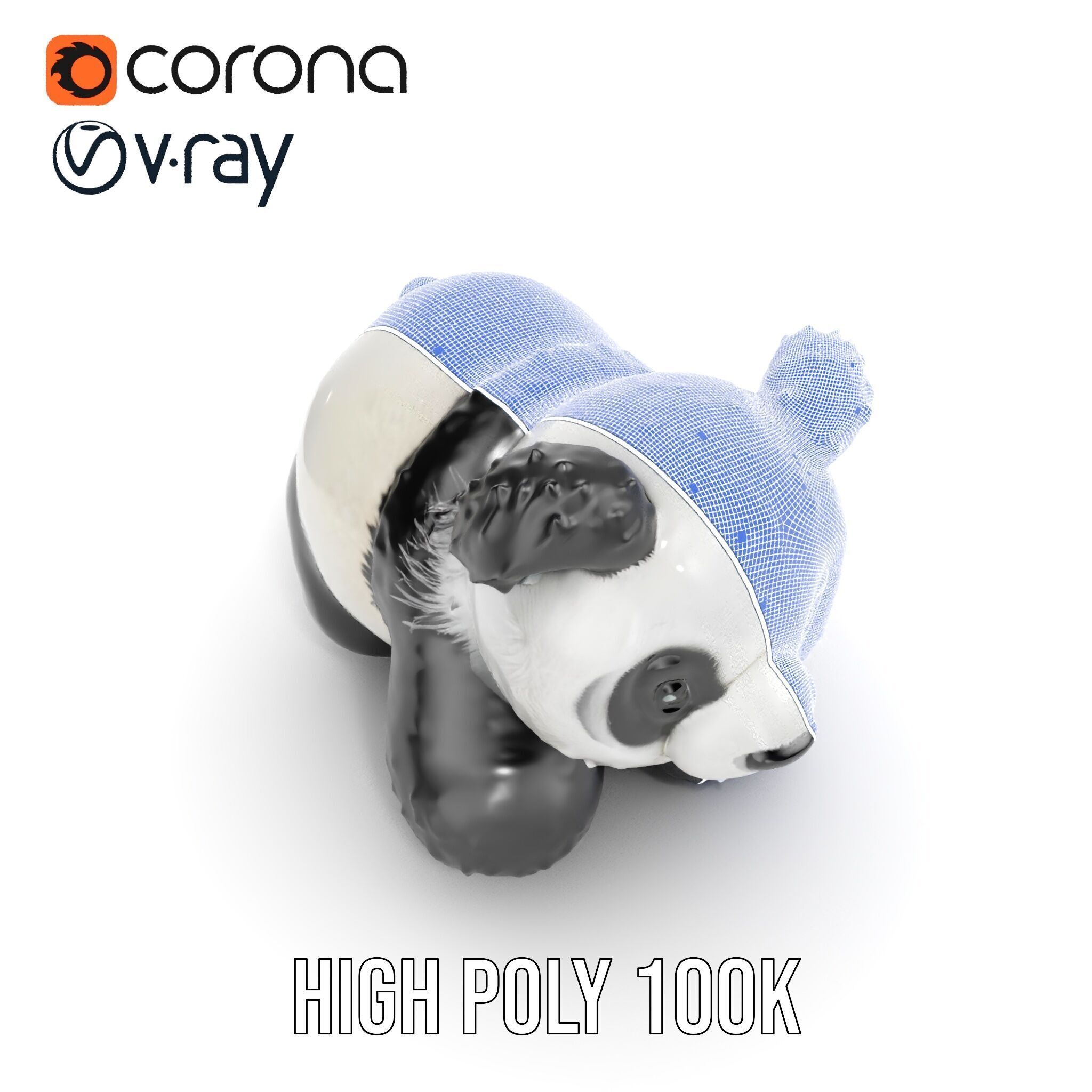 Panda Plush Toy Model Pack Low-poly 3D model_38