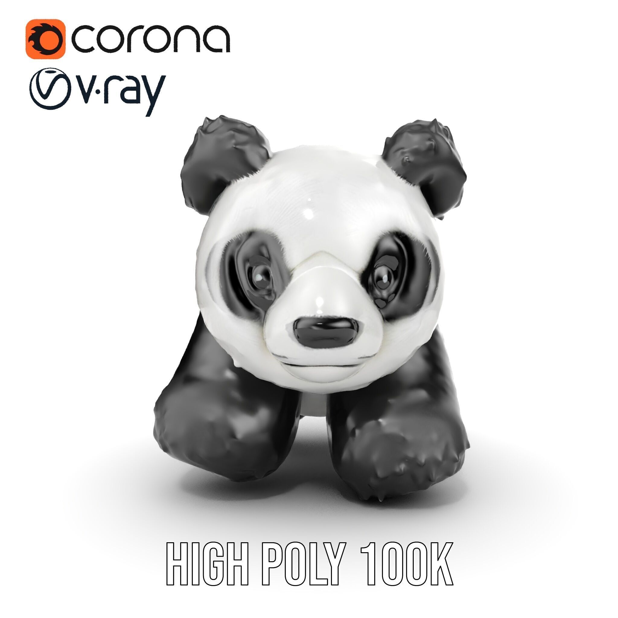 Panda Plush Toy Model Pack Low-poly 3D model_37