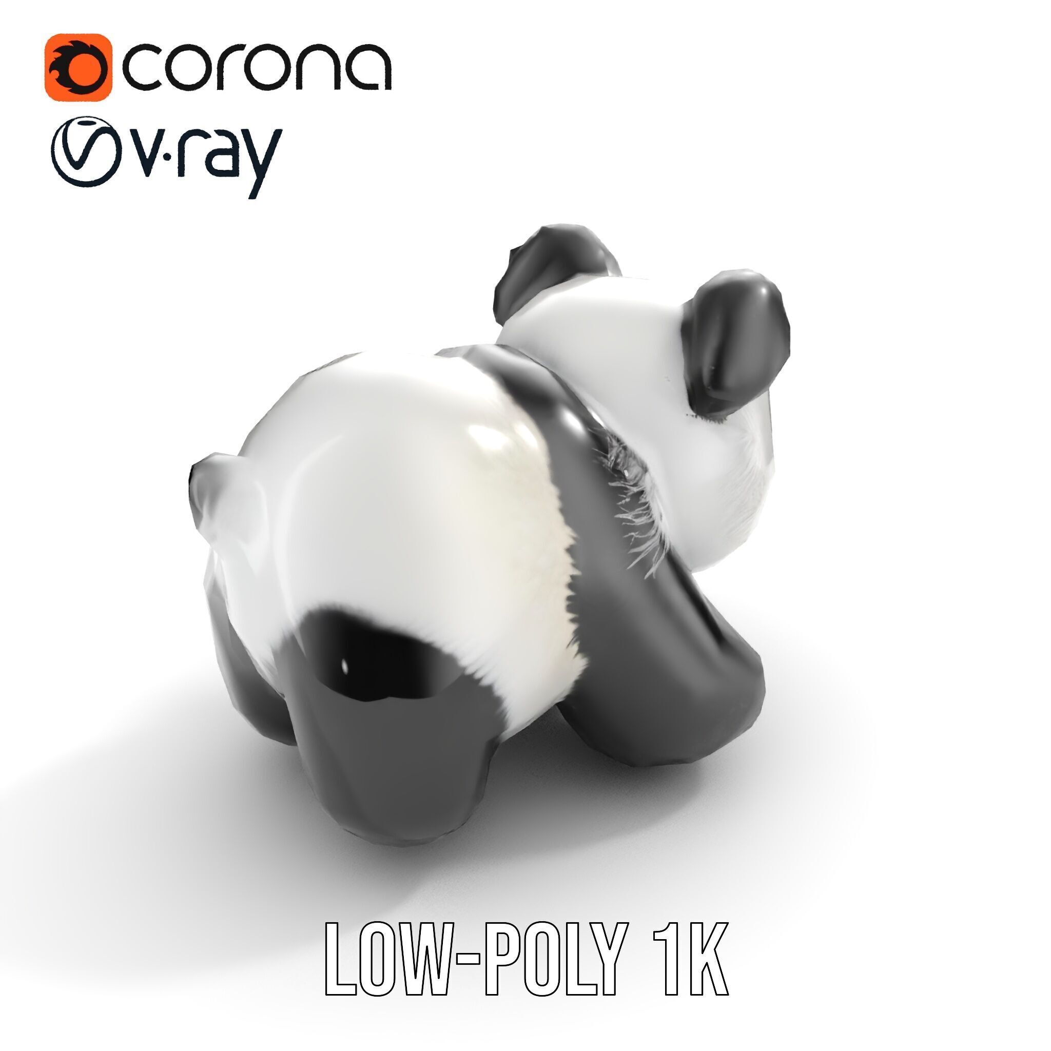 Panda Plush Toy Model Pack Low-poly 3D model_13
