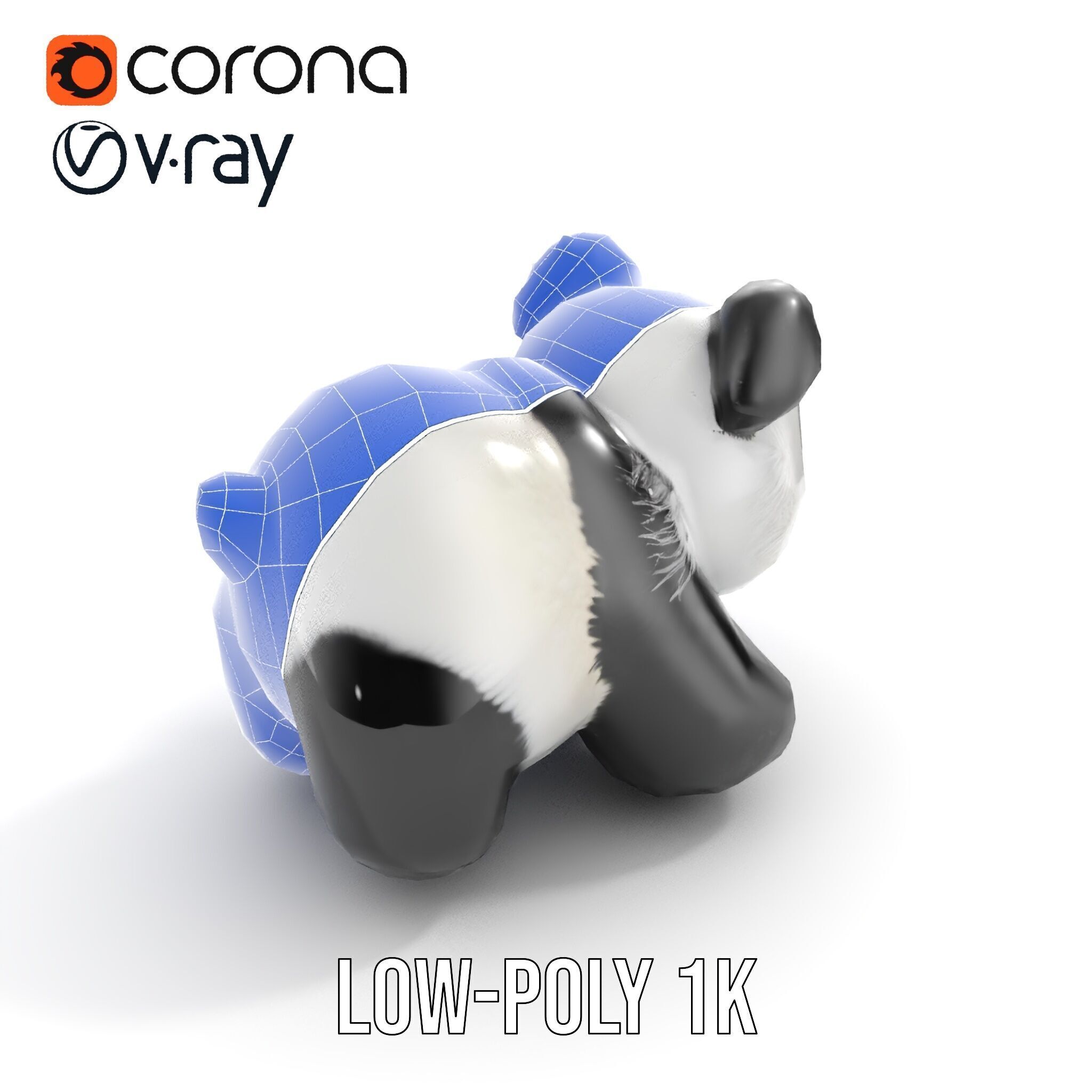 Panda Plush Toy Model Pack Low-poly 3D model_16