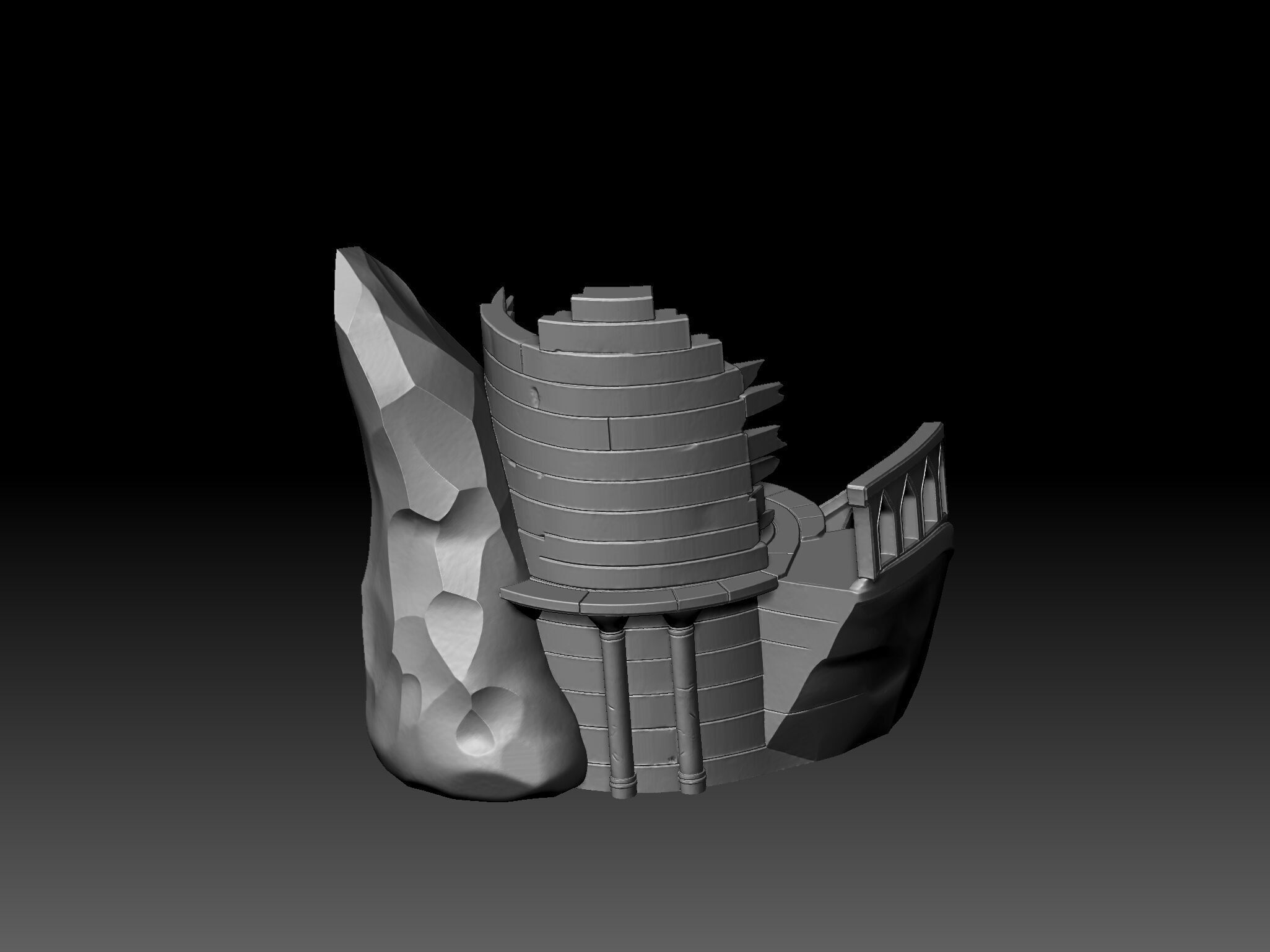 Ancient Circular Ruins with Stairs 3D  STL OBJ FBX 3D print model_3