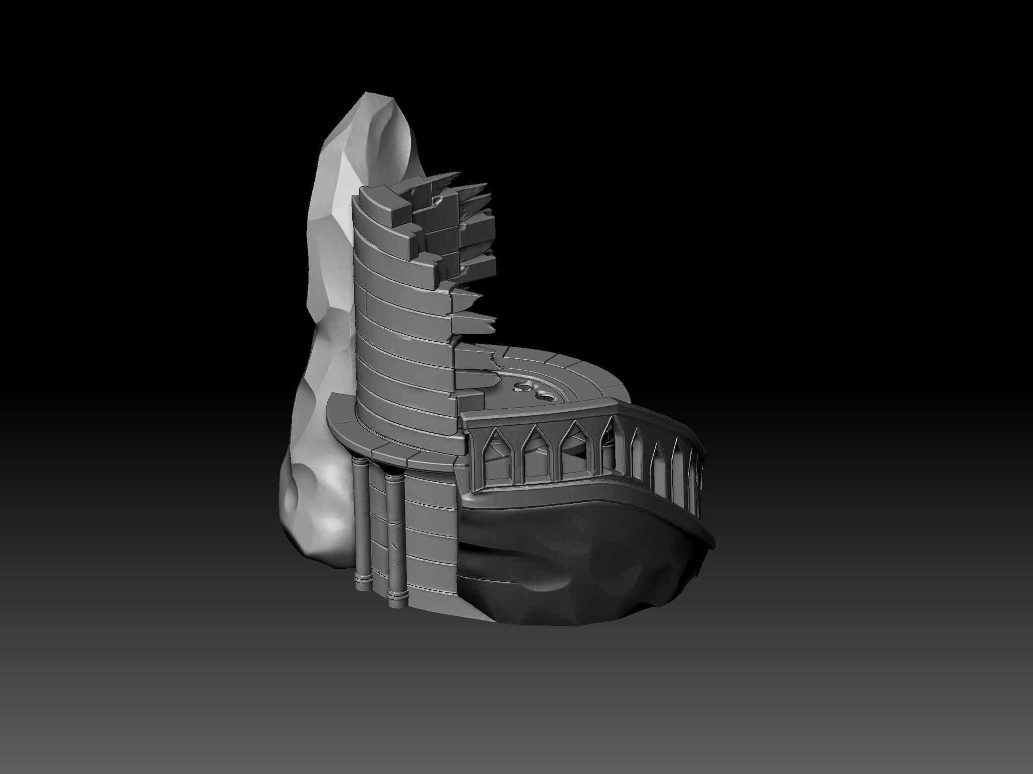 Ancient Circular Ruins with Stairs 3D  STL OBJ FBX 3D print model_4