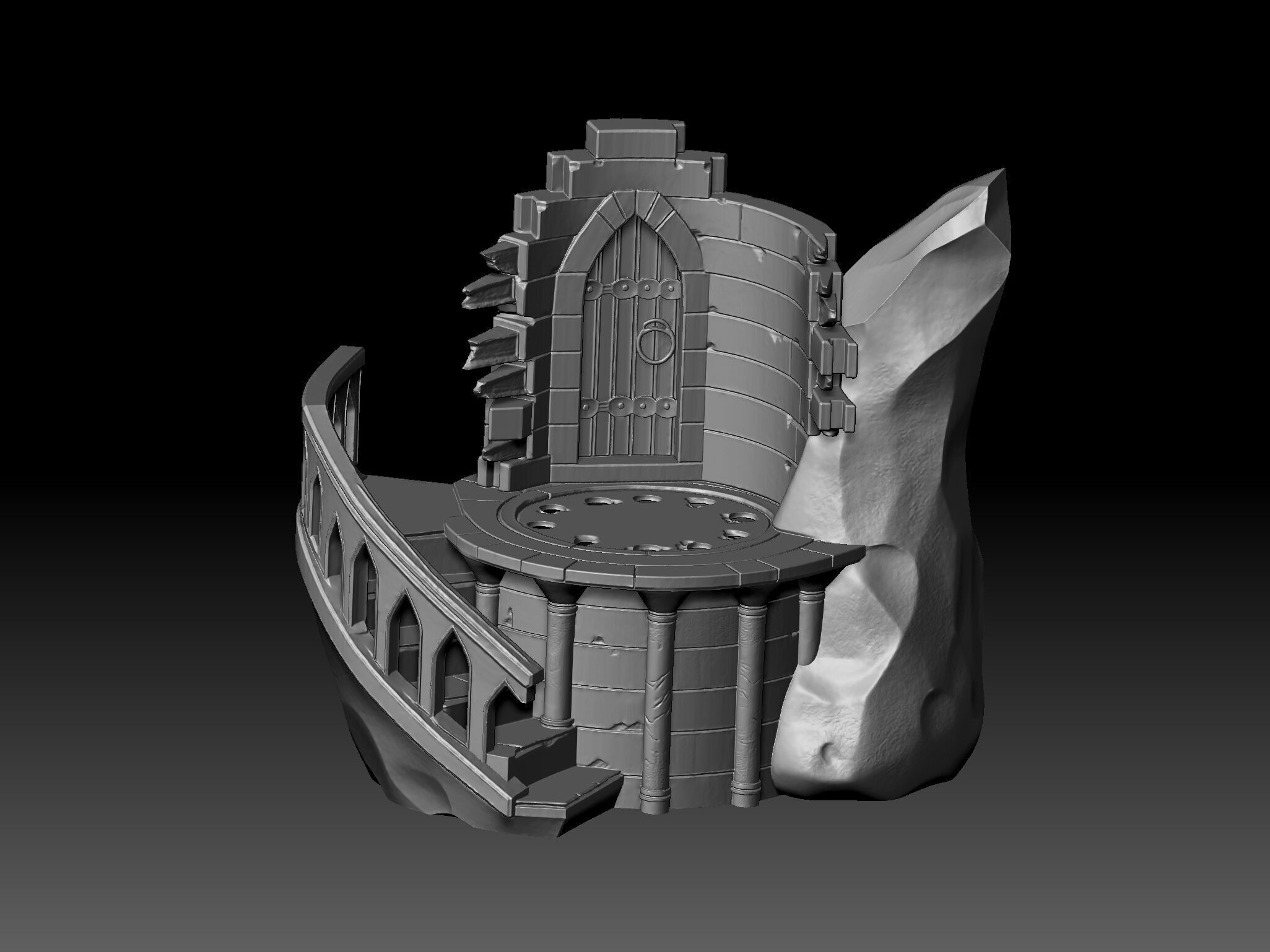 Ancient Circular Ruins with Stairs 3D  STL OBJ FBX 3D print model_5