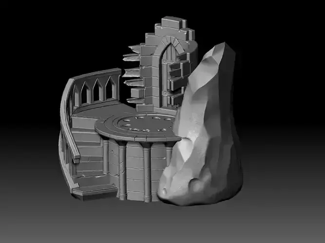 Ancient Circular Ruins with Stairs 3D  STL OBJ FBX 3D print model