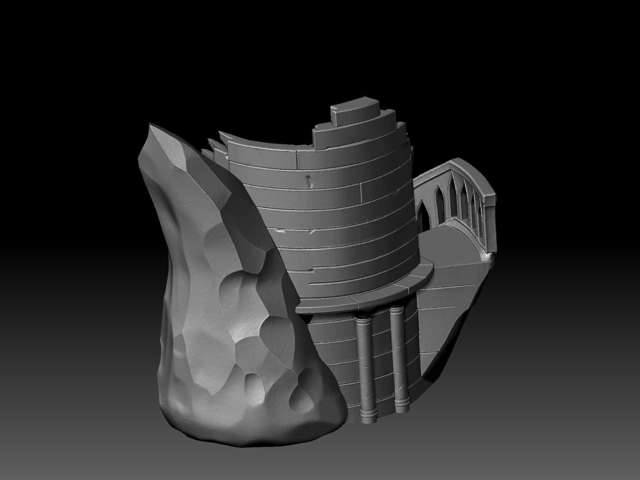 Ancient Circular Ruins with Stairs 3D  STL OBJ FBX 3D print model_2