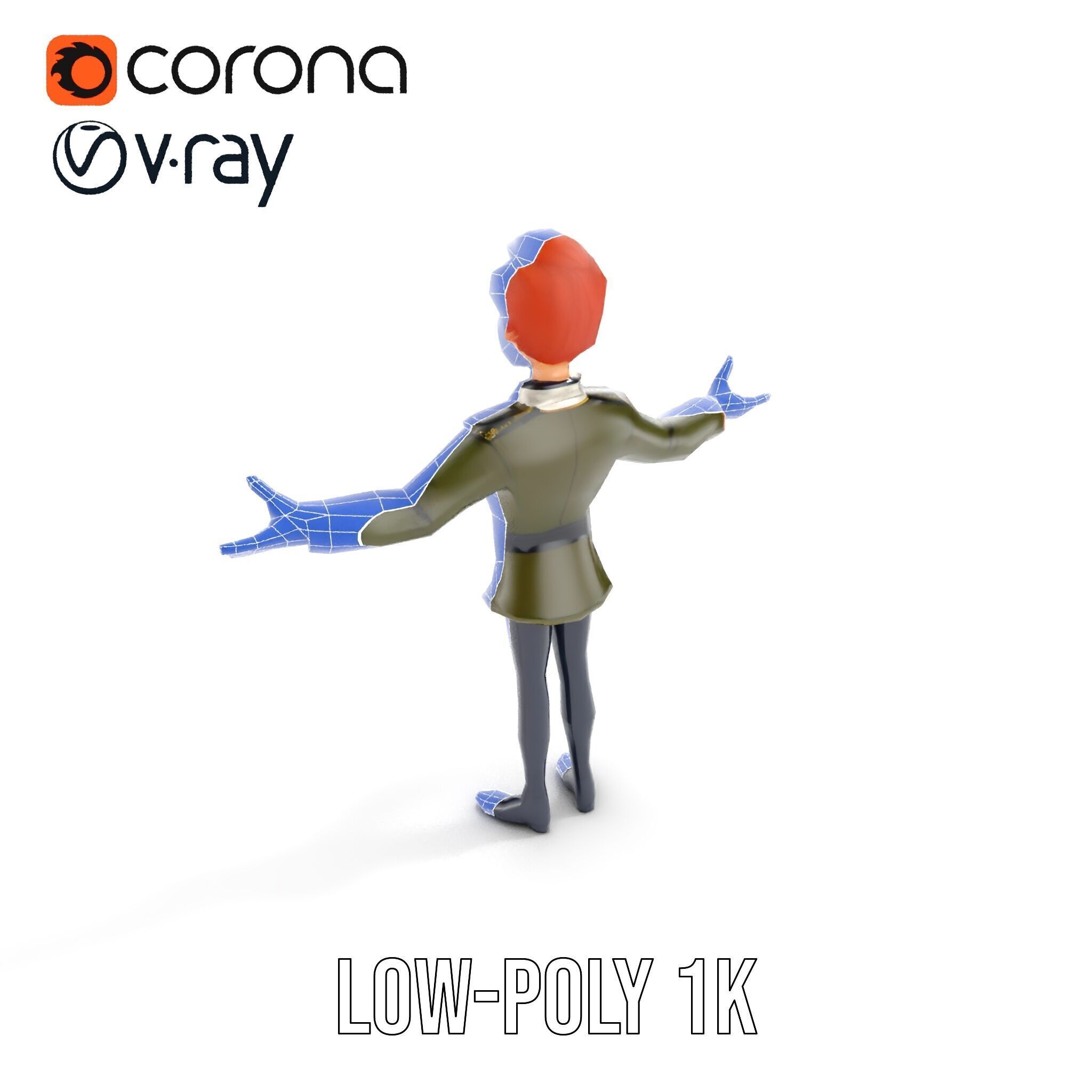 Animated Young Guard Character Rigged and Animated Low-poly 3D model_32