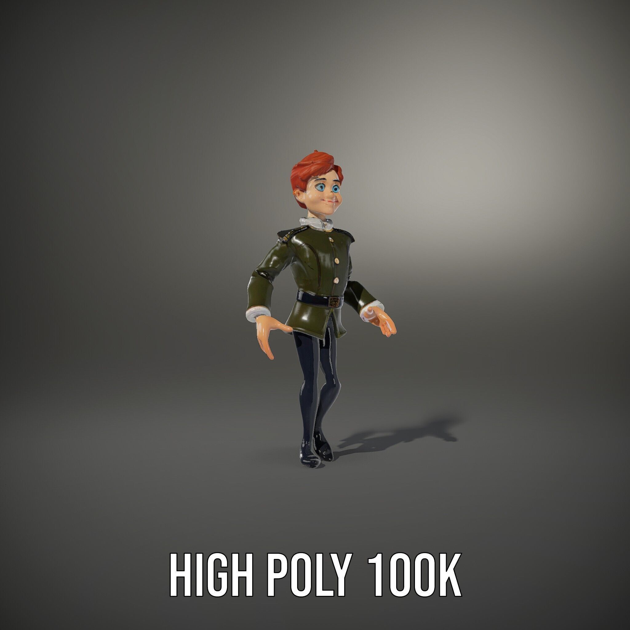 Animated Young Guard Character Rigged and Animated Low-poly 3D model_11