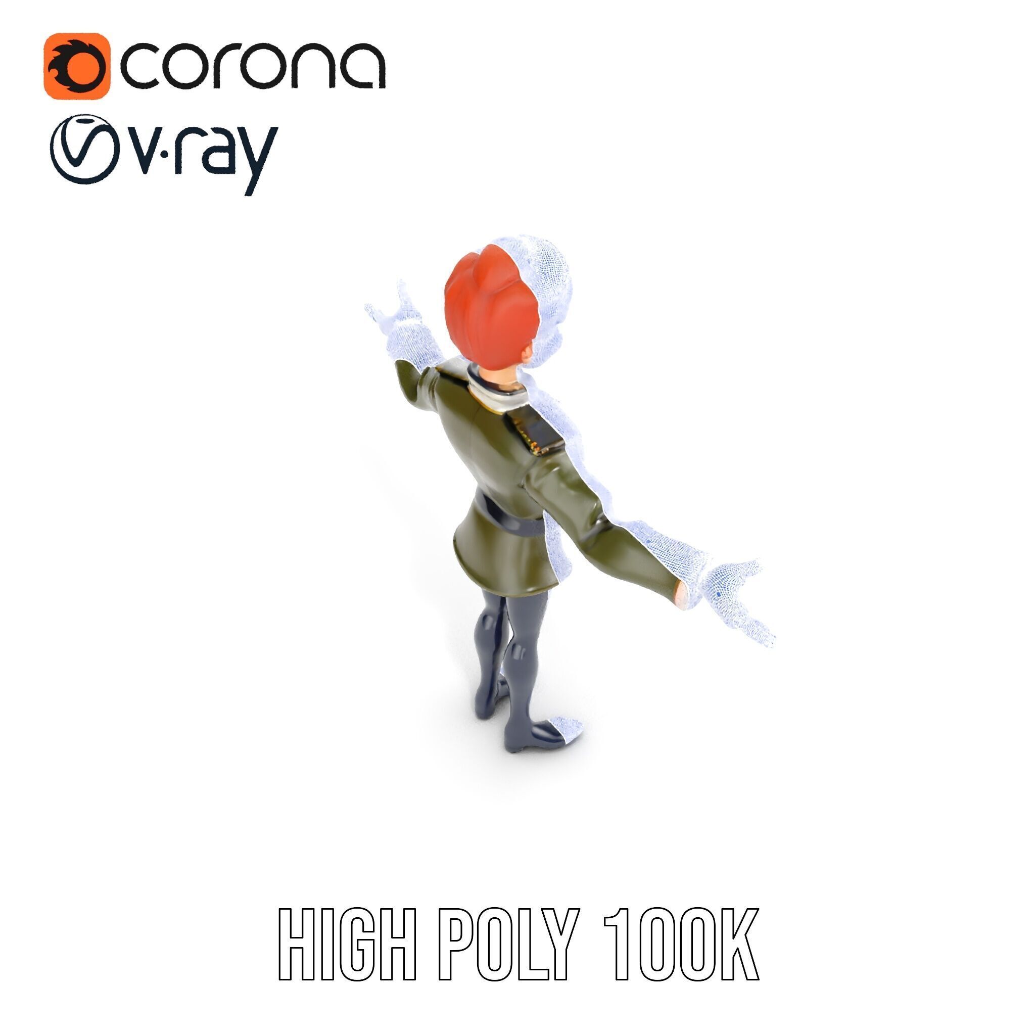 Animated Young Guard Character Rigged and Animated Low-poly 3D model_40