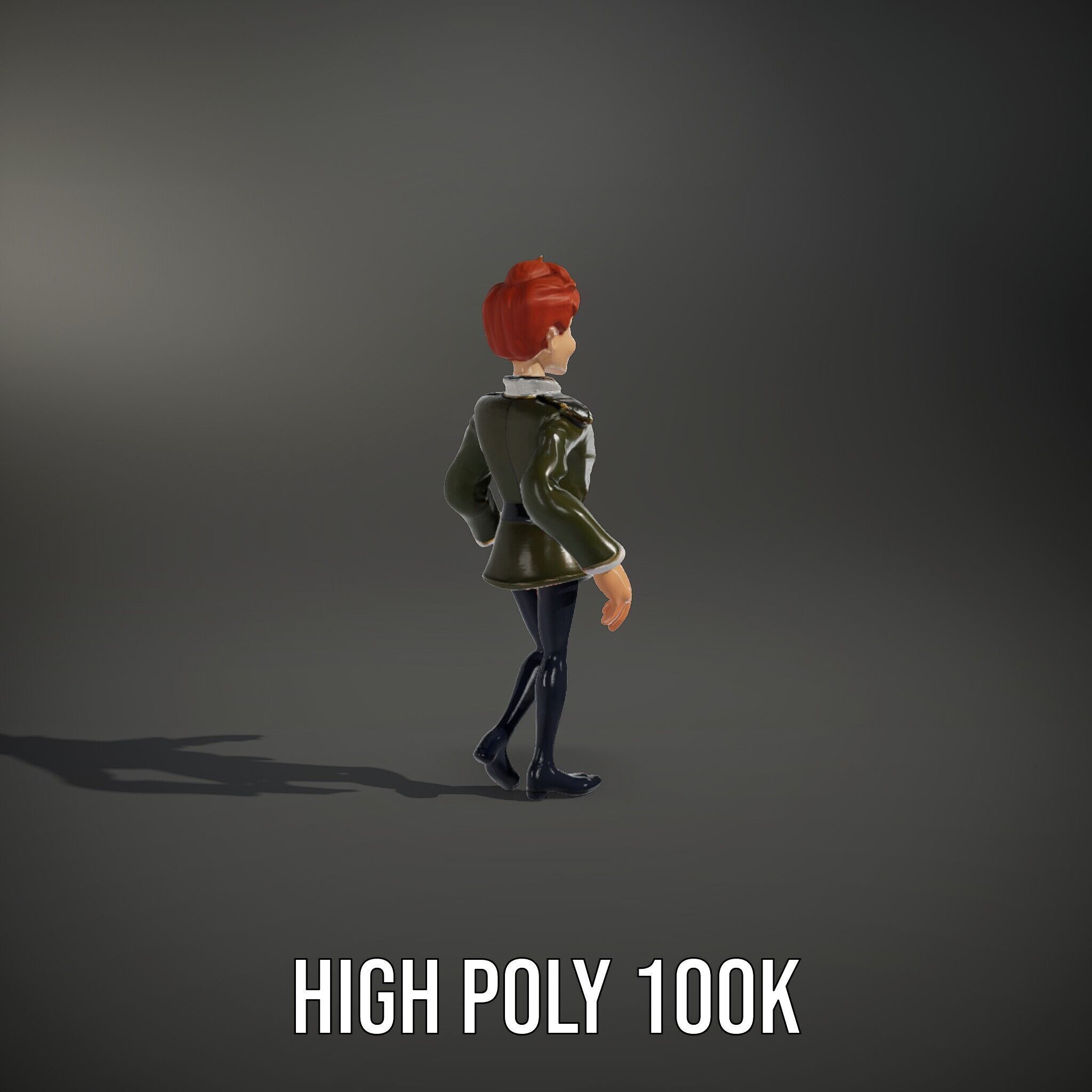 Animated Young Guard Character Rigged and Animated Low-poly 3D model_8