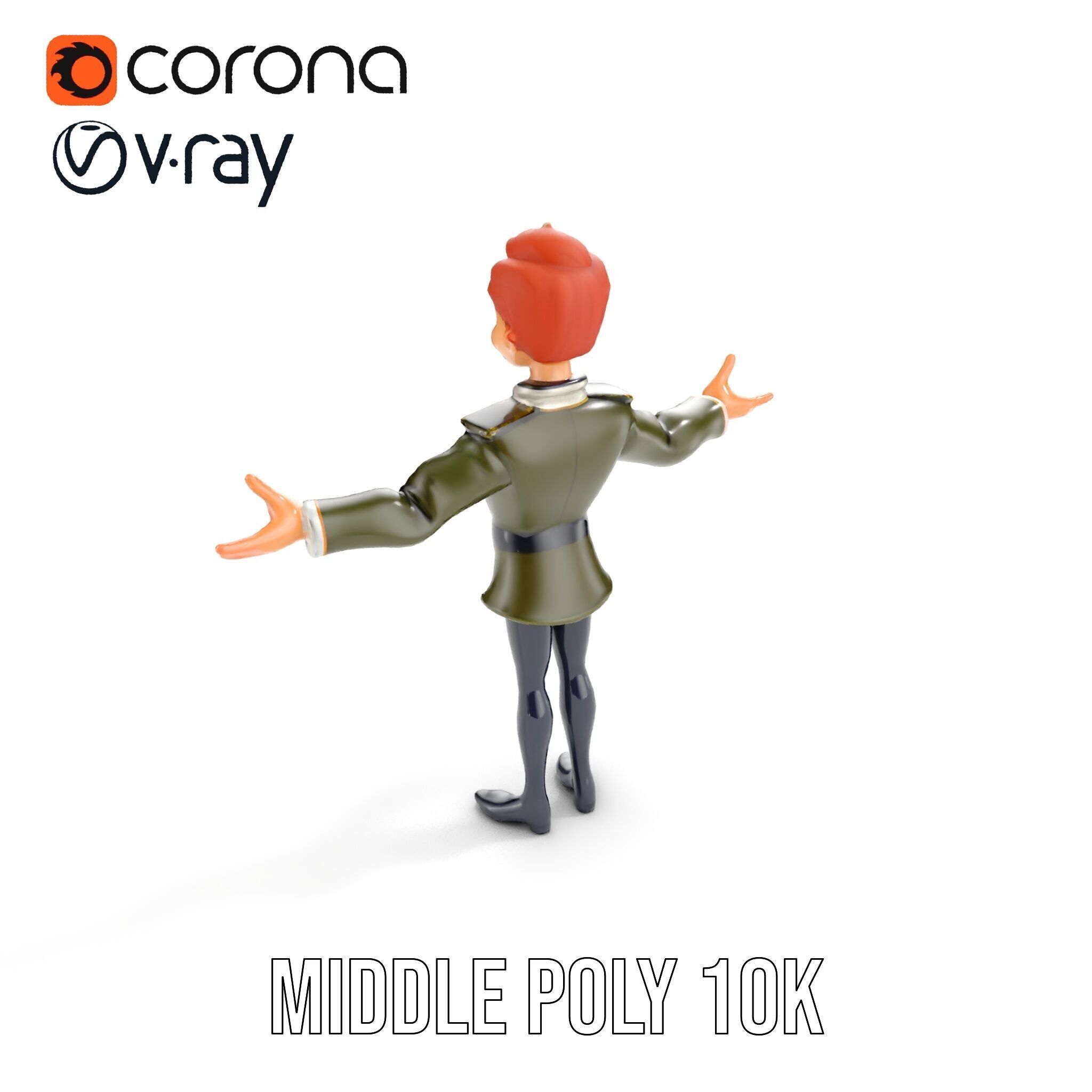 Animated Young Guard Character Rigged and Animated Low-poly 3D model_34