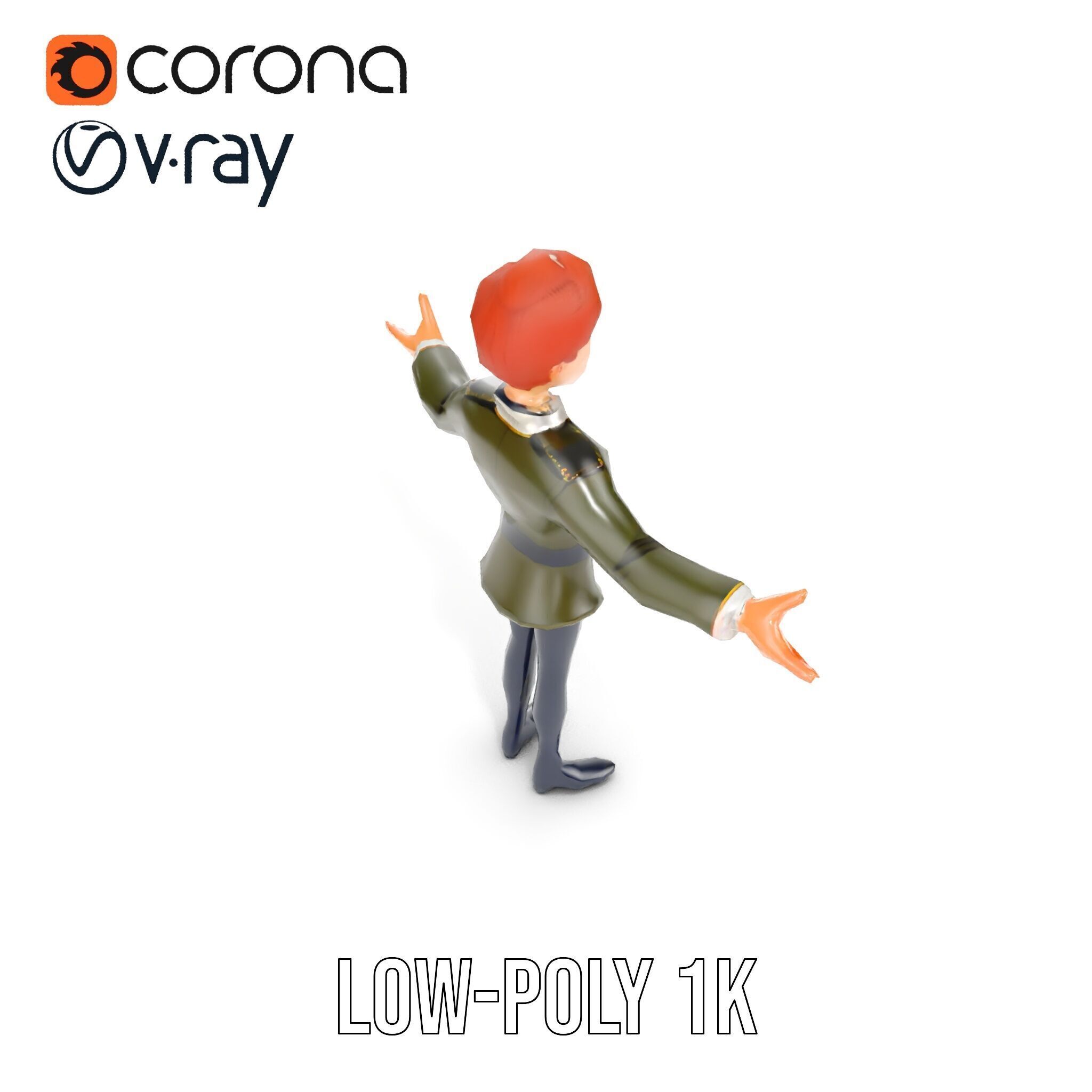 Animated Young Guard Character Rigged and Animated Low-poly 3D model_26