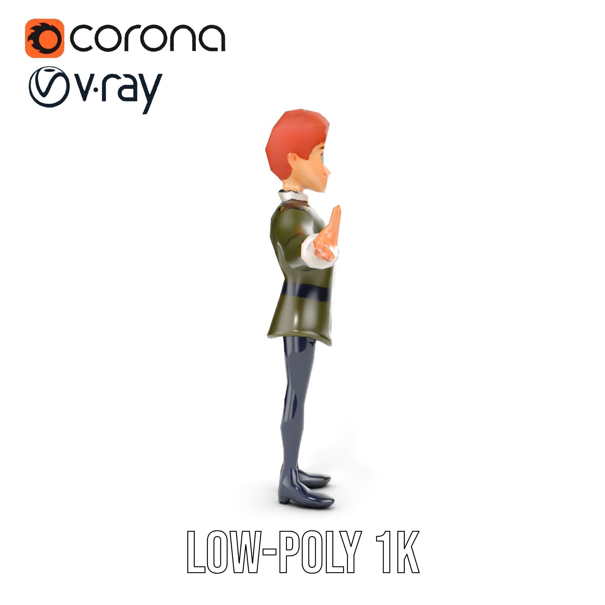 Animated Young Guard Character Rigged and Animated Low-poly 3D model_21