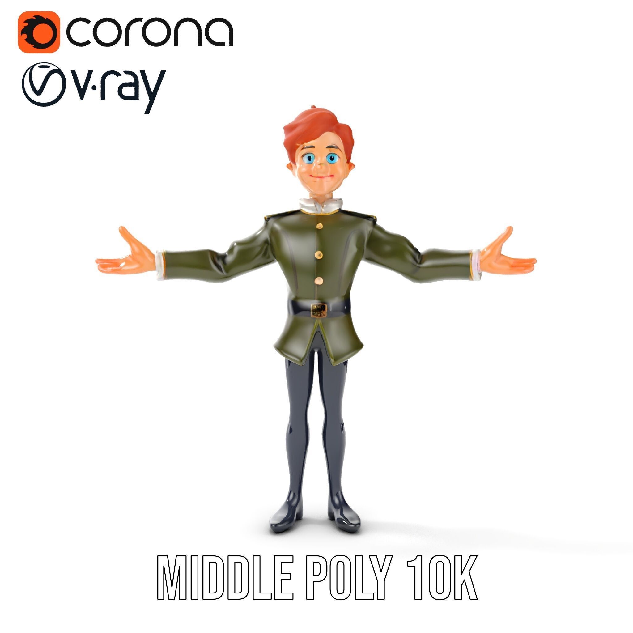 Animated Young Guard Character Rigged and Animated Low-poly 3D model_22