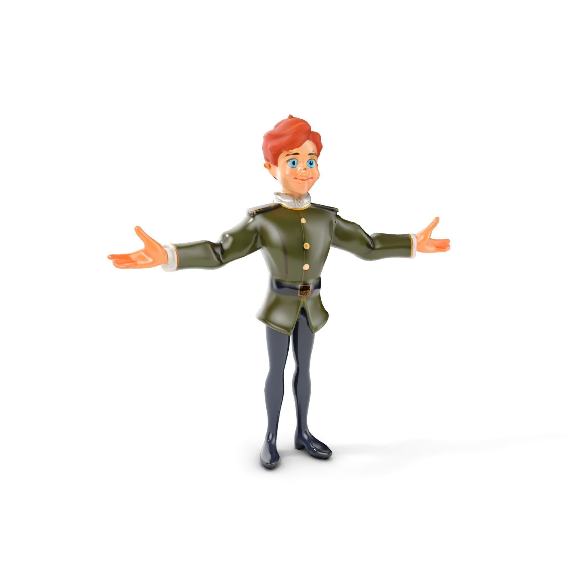 Animated Young Guard Character Rigged and Animated Low-poly 3D model_12